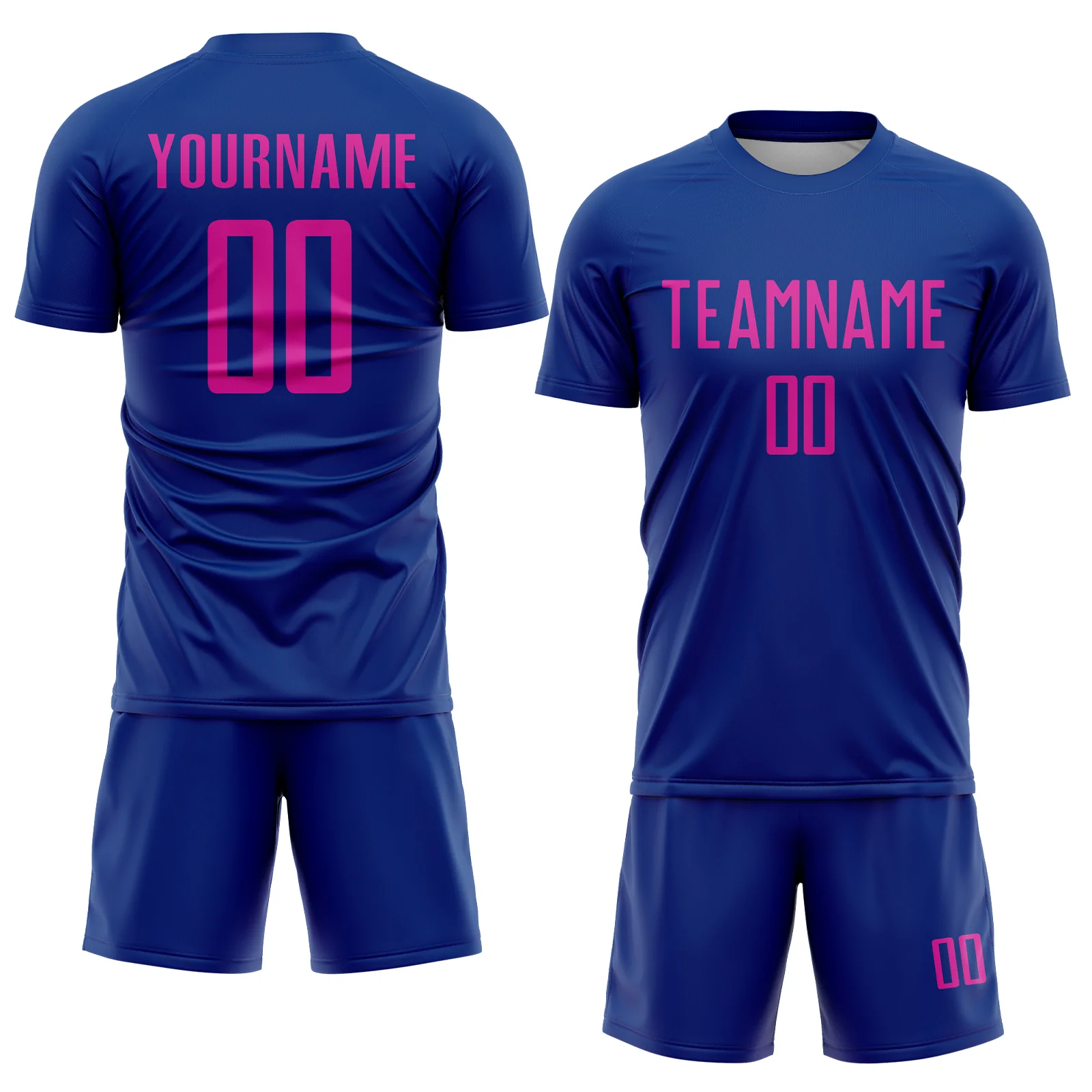 Custom Royal Deep Pink Sublimation Soccer Uniform Jersey - Image 2