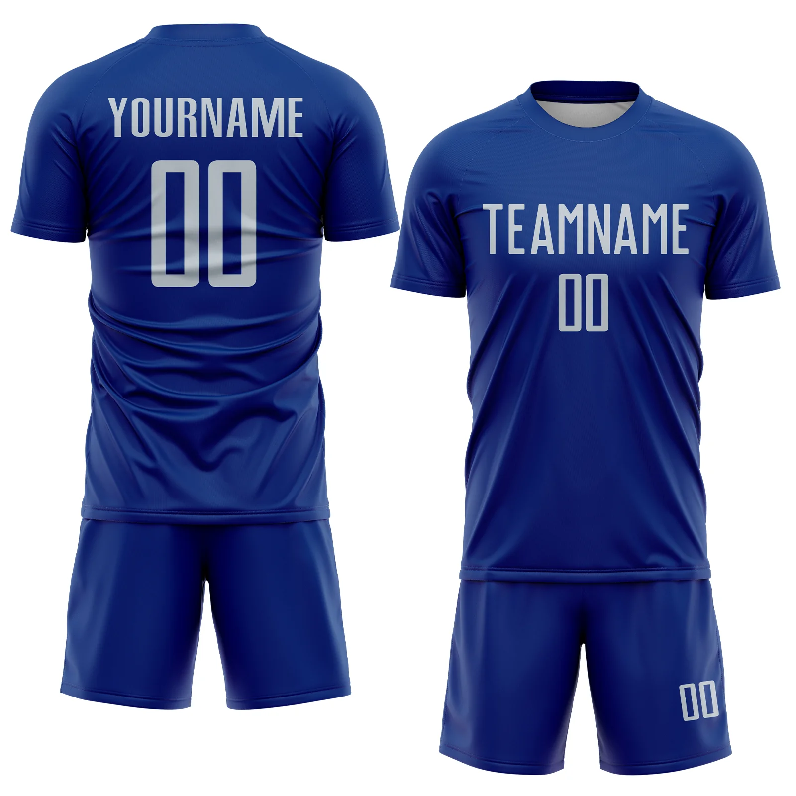 Custom Royal Gray Sublimation Soccer Uniform Jersey - Image 2