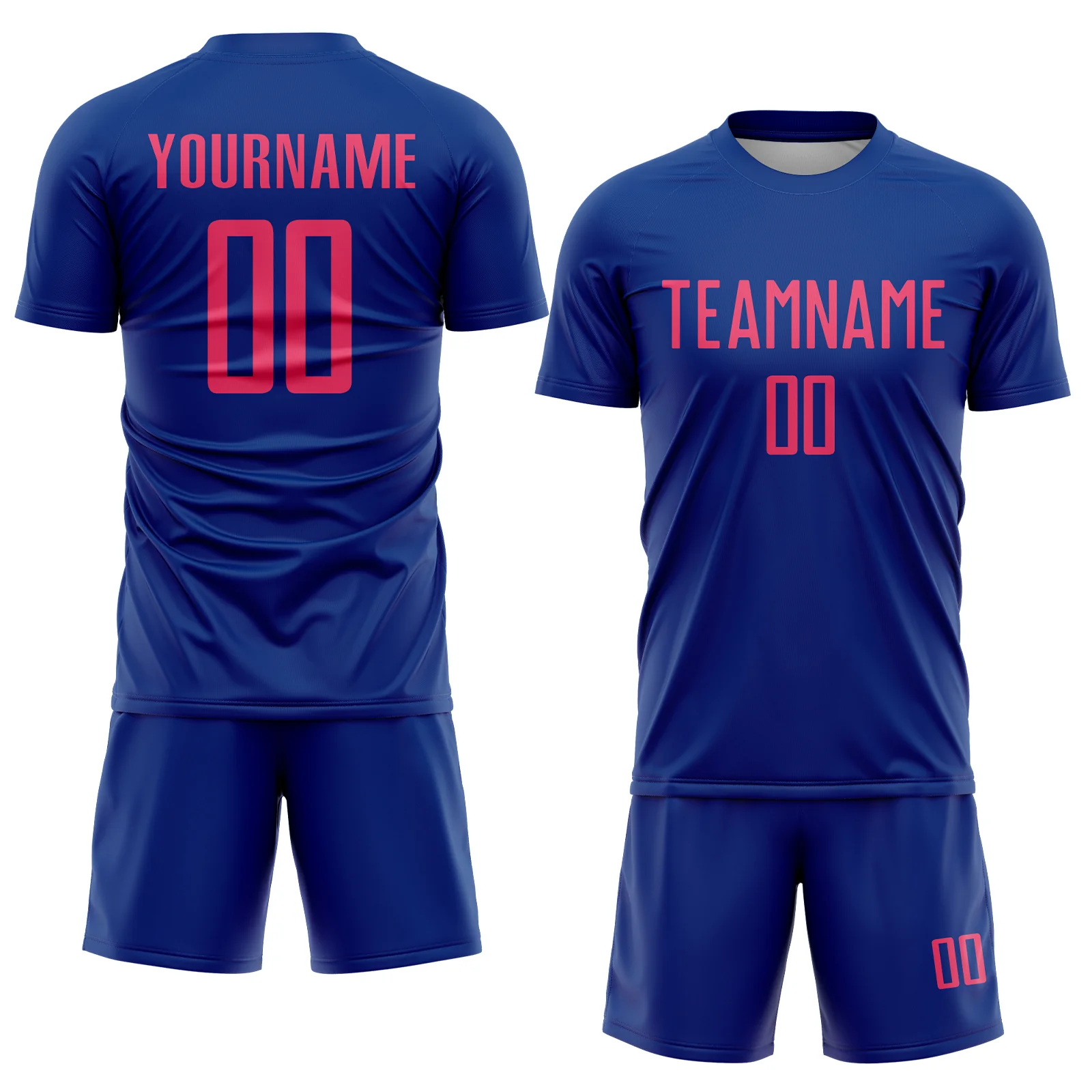 Custom Royal Neon Pink Sublimation Soccer Uniform Jersey - Image 2