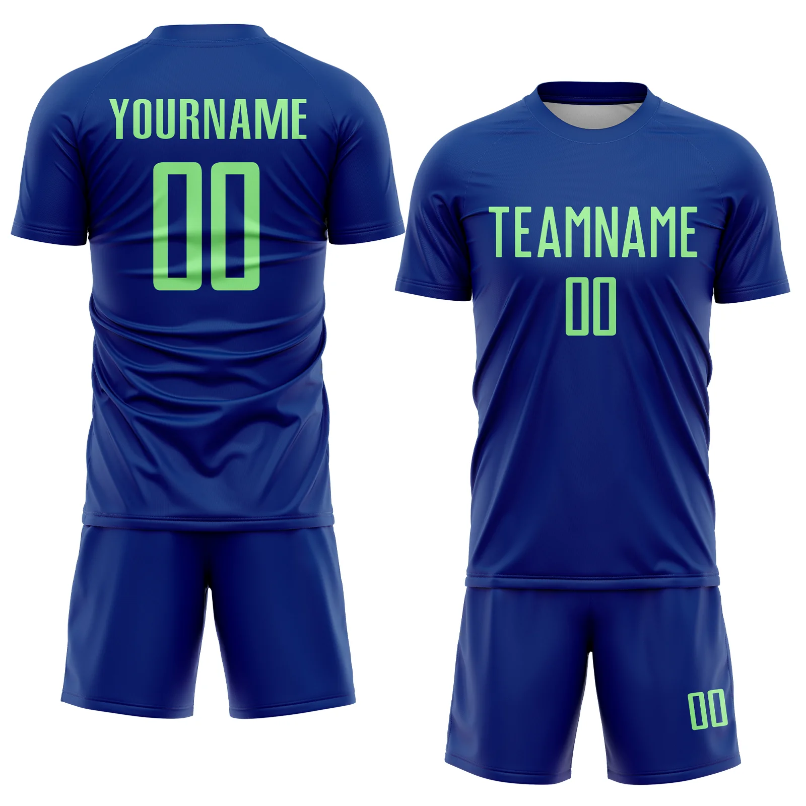 Custom Royal Pea Green Sublimation Soccer Uniform Jersey - Image 2