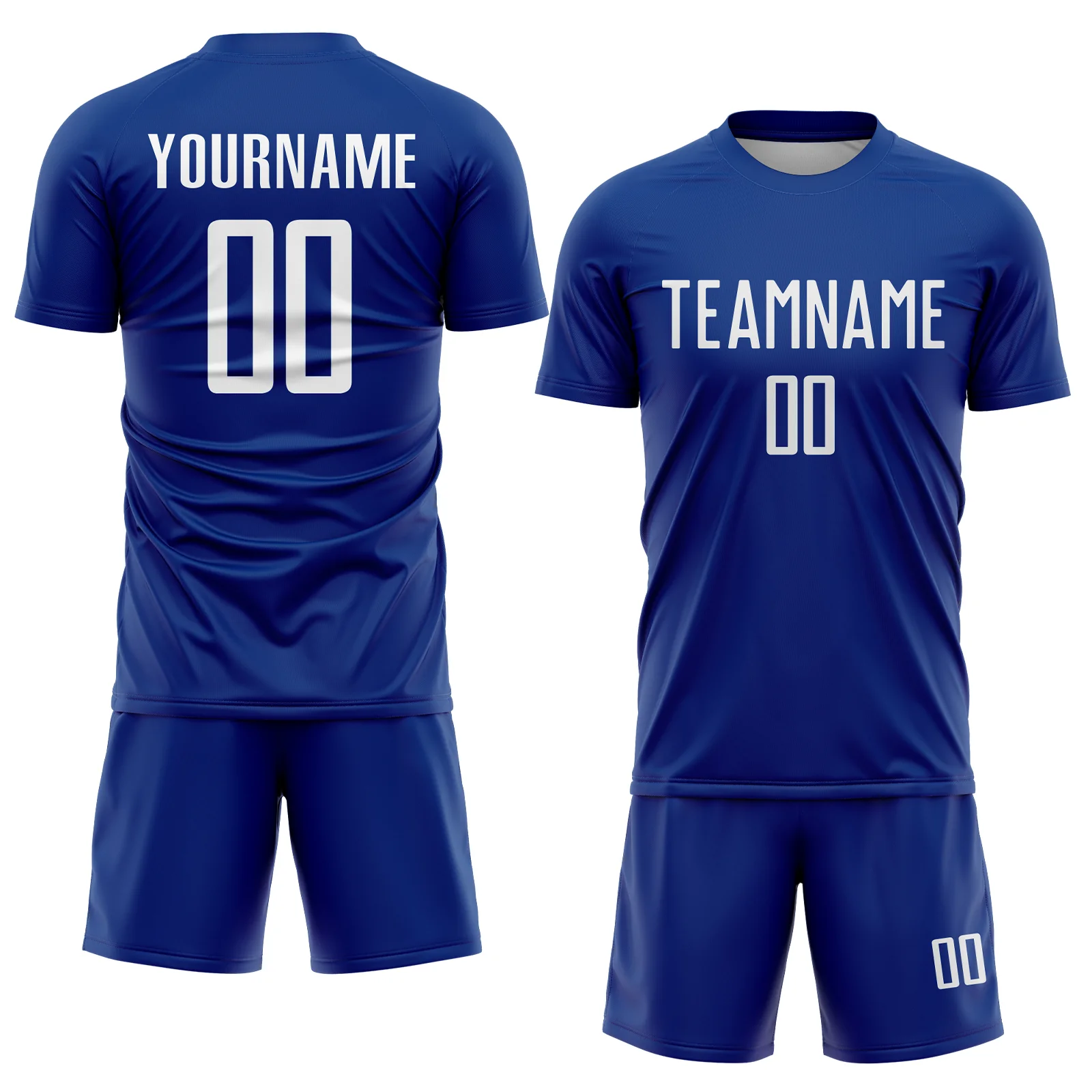 Custom Royal White Sublimation Soccer Uniform Jersey - Image 2