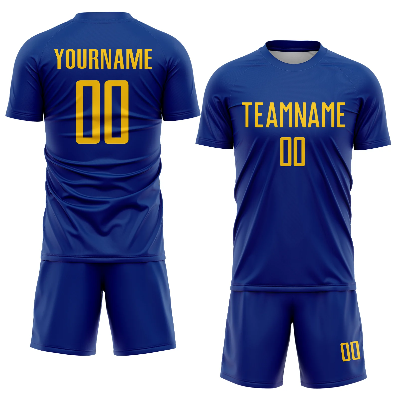 Custom Royal Yellow Sublimation Soccer Uniform Jersey - Image 2