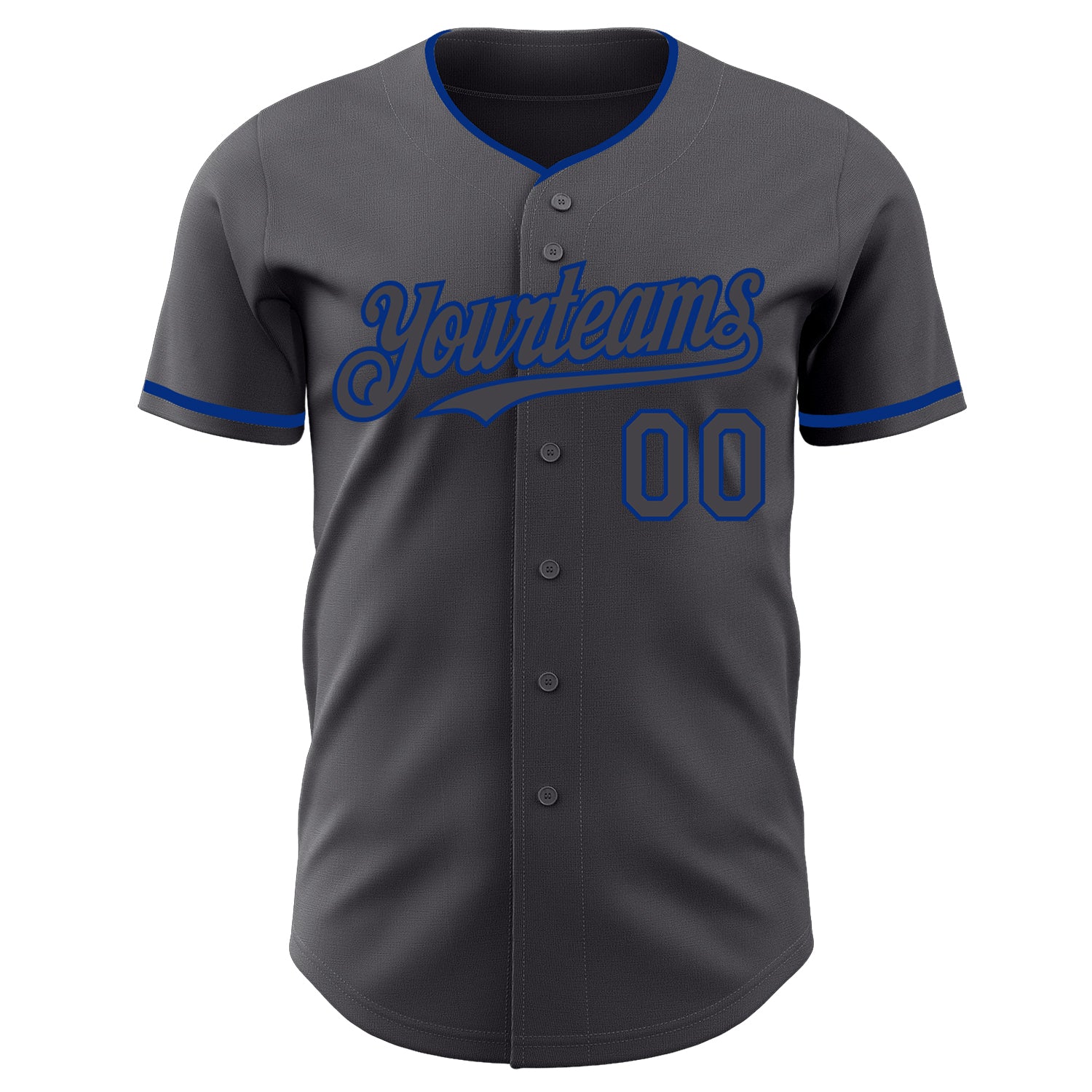 Custom Steel Gray Royal Authentic Baseball Jersey - Image 2