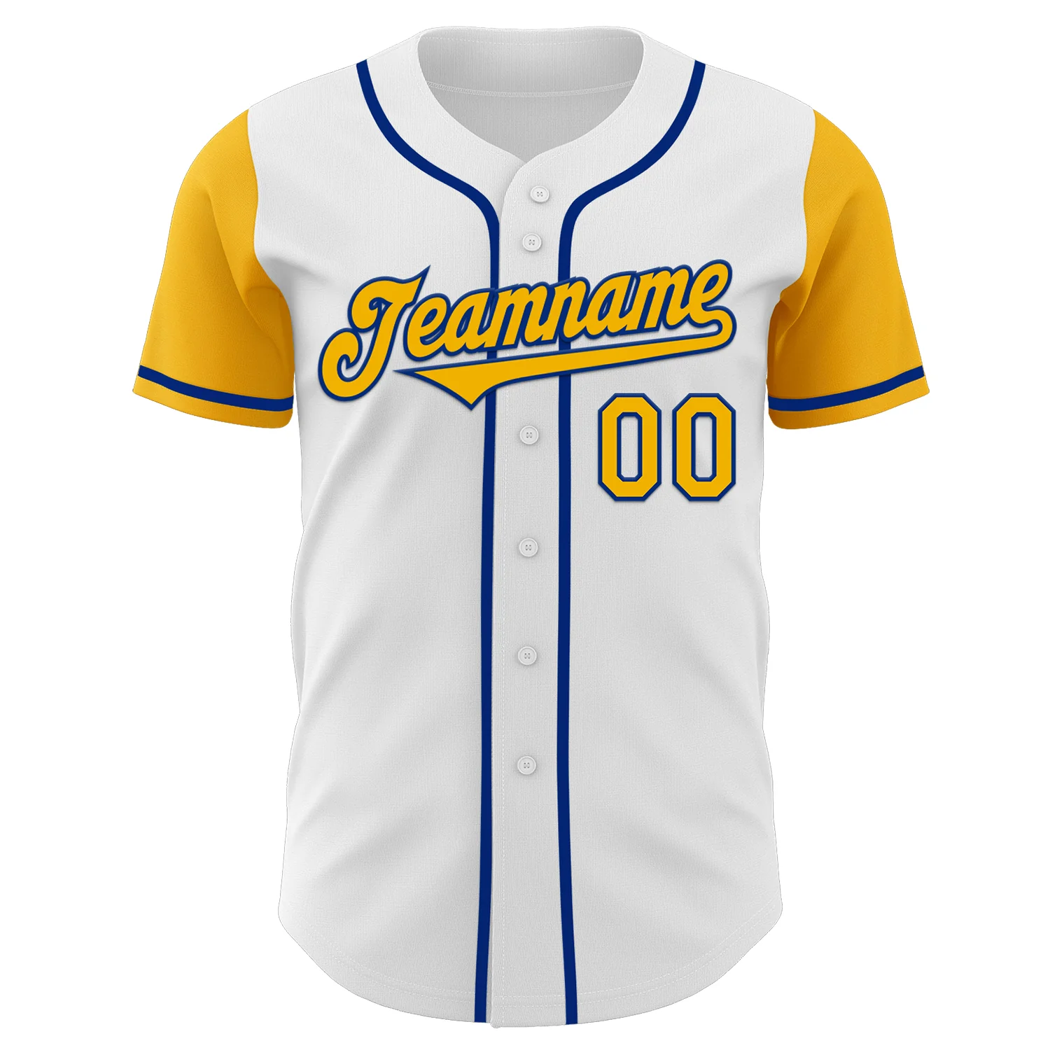 Custom White Gold-Royal Authentic Two Tone Baseball Jersey - Image 2