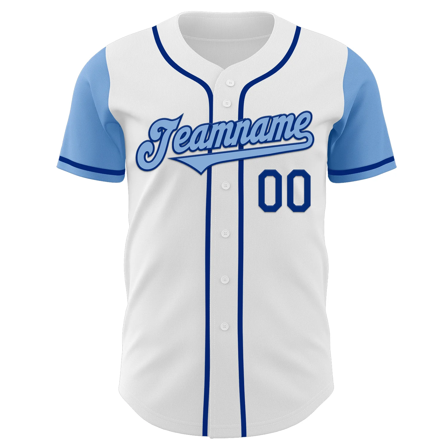 Custom White Light Blue-Royal Authentic Two Tone Baseball Jersey - Image 2