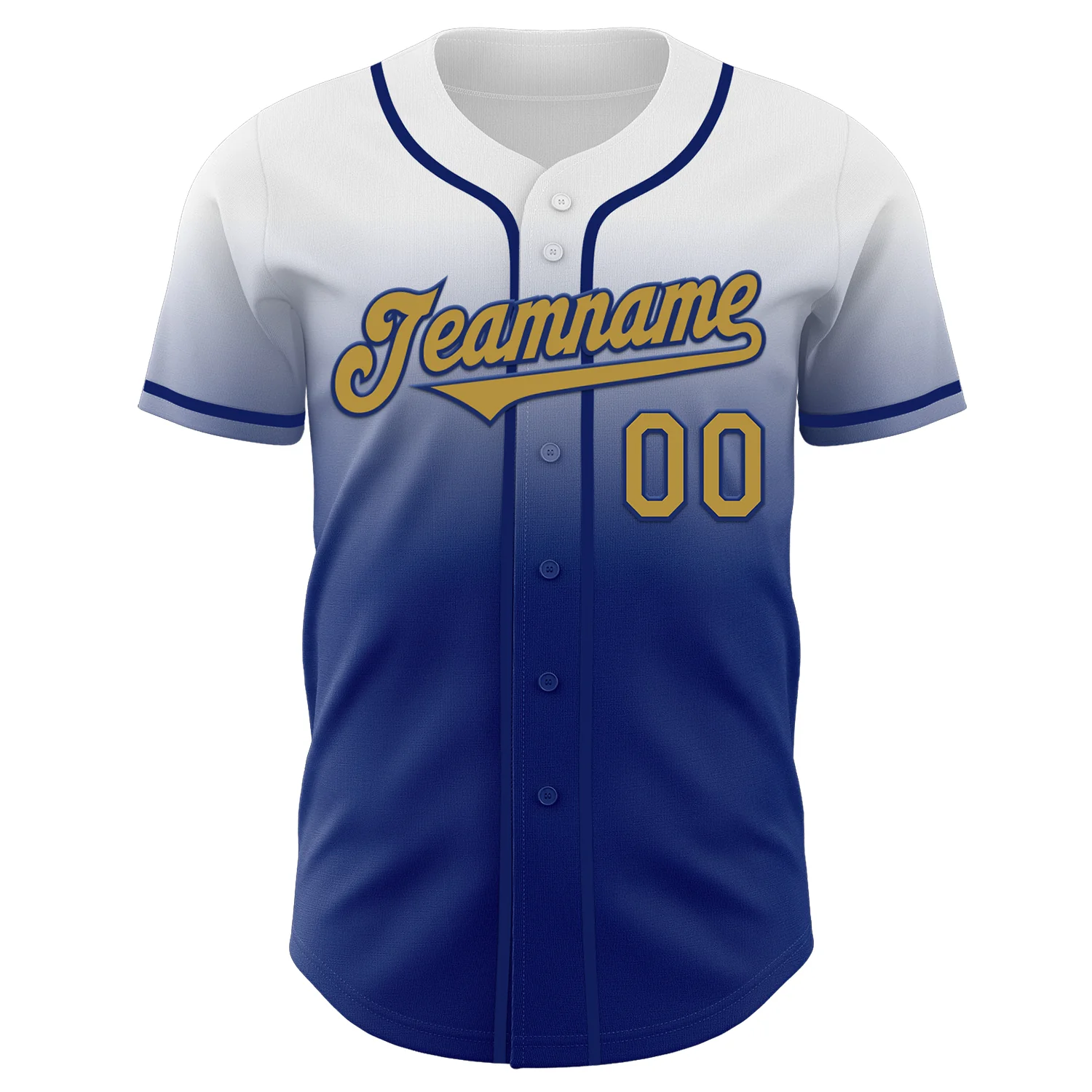 Custom White Old Gold-Royal Authentic Fade Fashion Baseball Jersey - Image 2