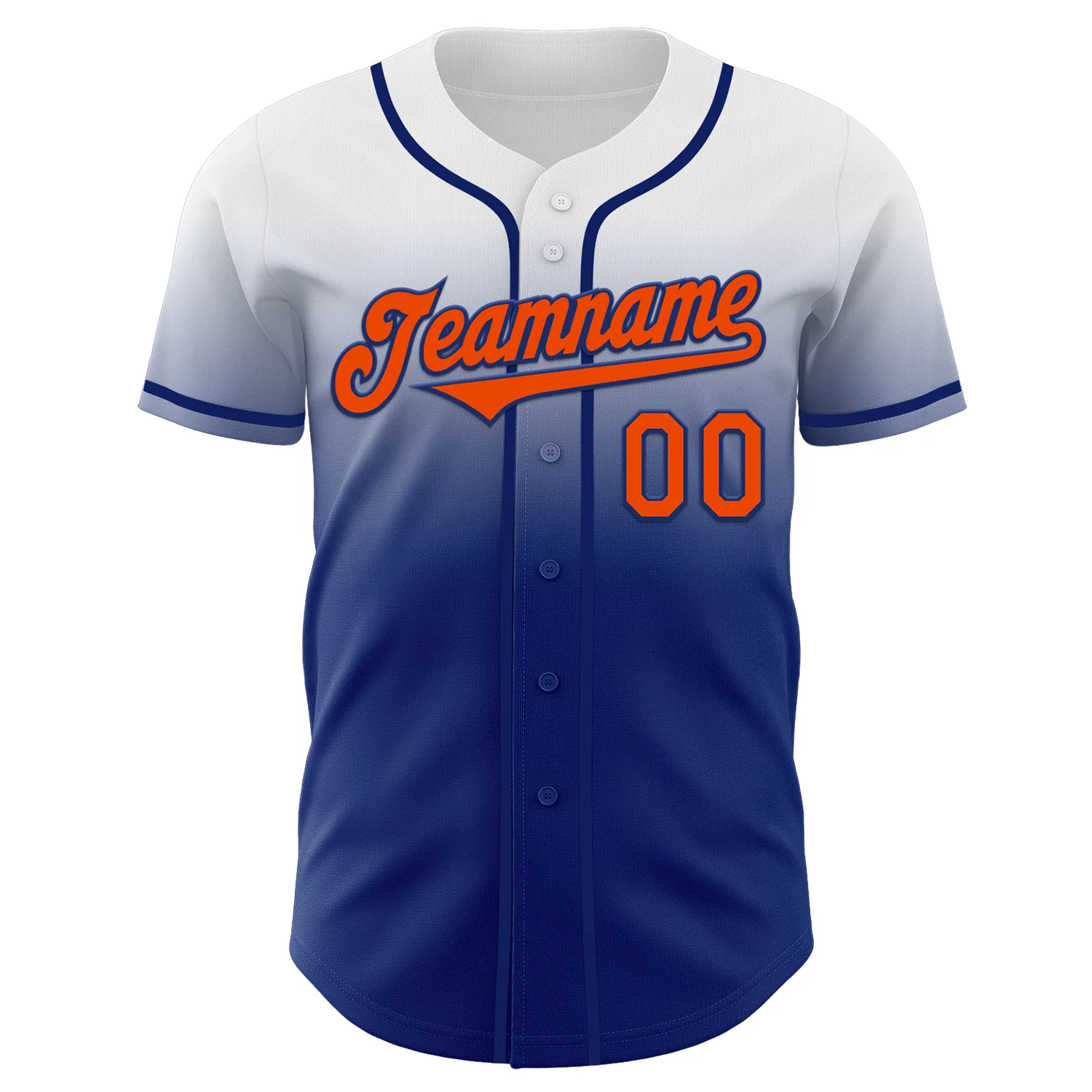 Custom White Orange-Royal Authentic Fade Fashion Baseball Jersey - Image 2
