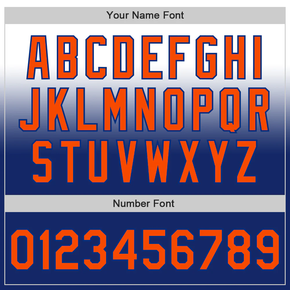 Custom White Orange-Royal Authentic Fade Fashion Baseball Jersey - Image 5