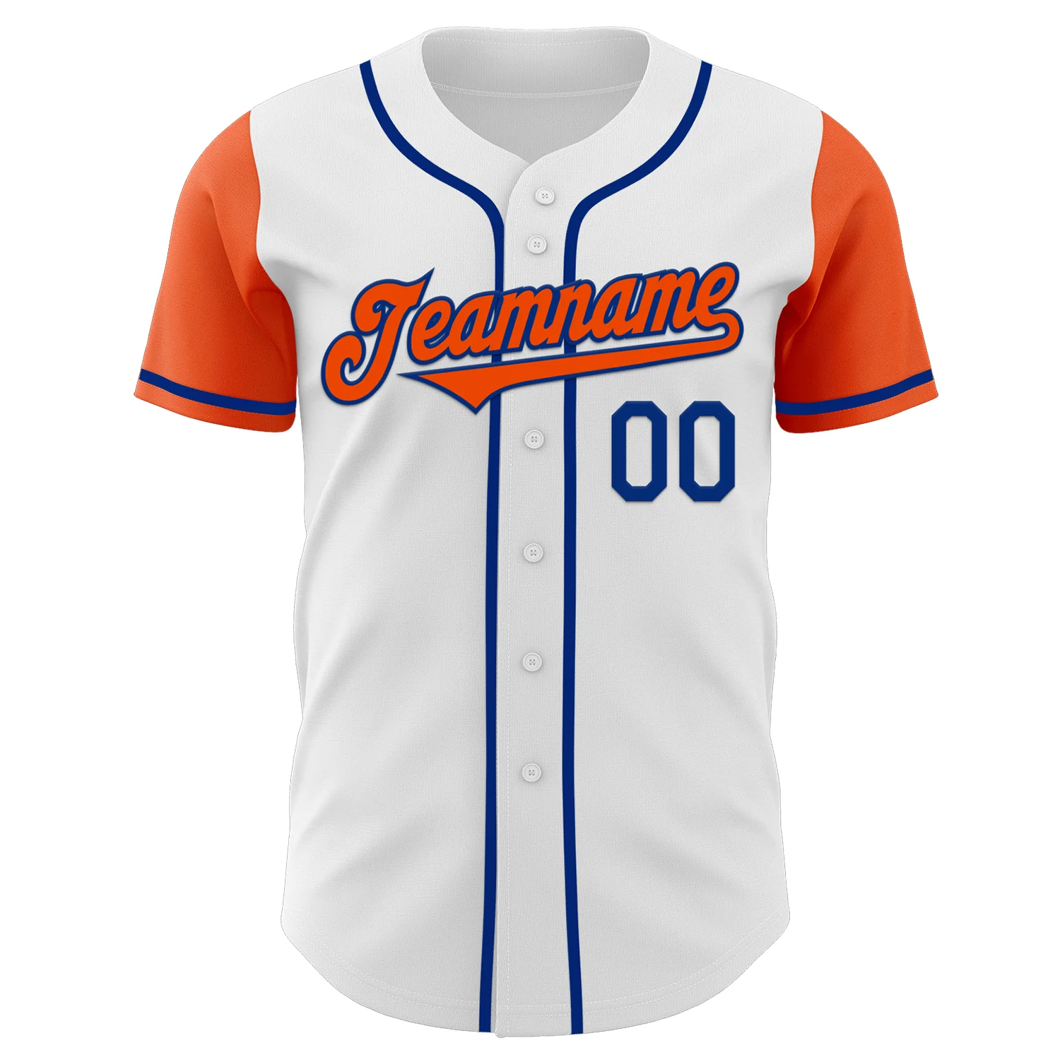 Custom White Orange-Royal Authentic Two Tone Baseball Jersey - Image 2