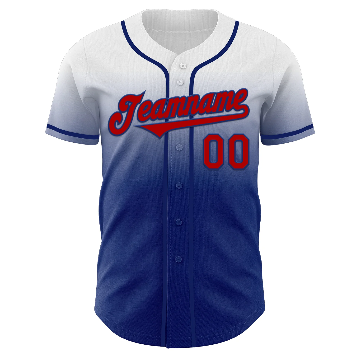 Custom White Red-Royal Authentic Fade Fashion Baseball Jersey - Image 2