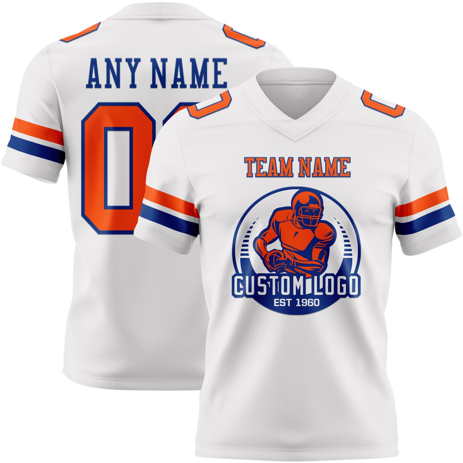 Custom White Orange-Royal Authentic Football Jersey - Image 2