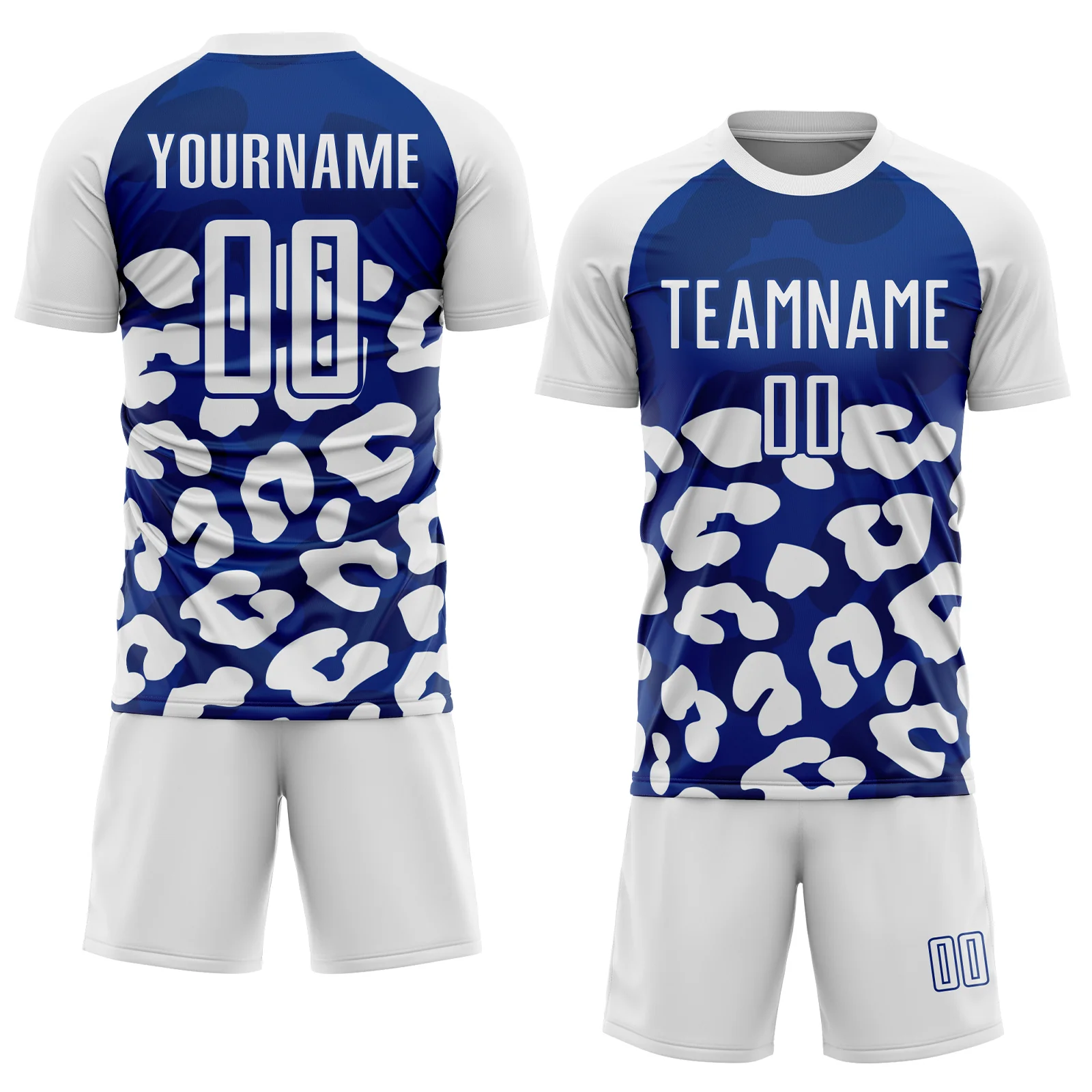 Custom White Royal Animal Leopard Print Sports Sublimation Soccer Uniform Jersey - Image 2
