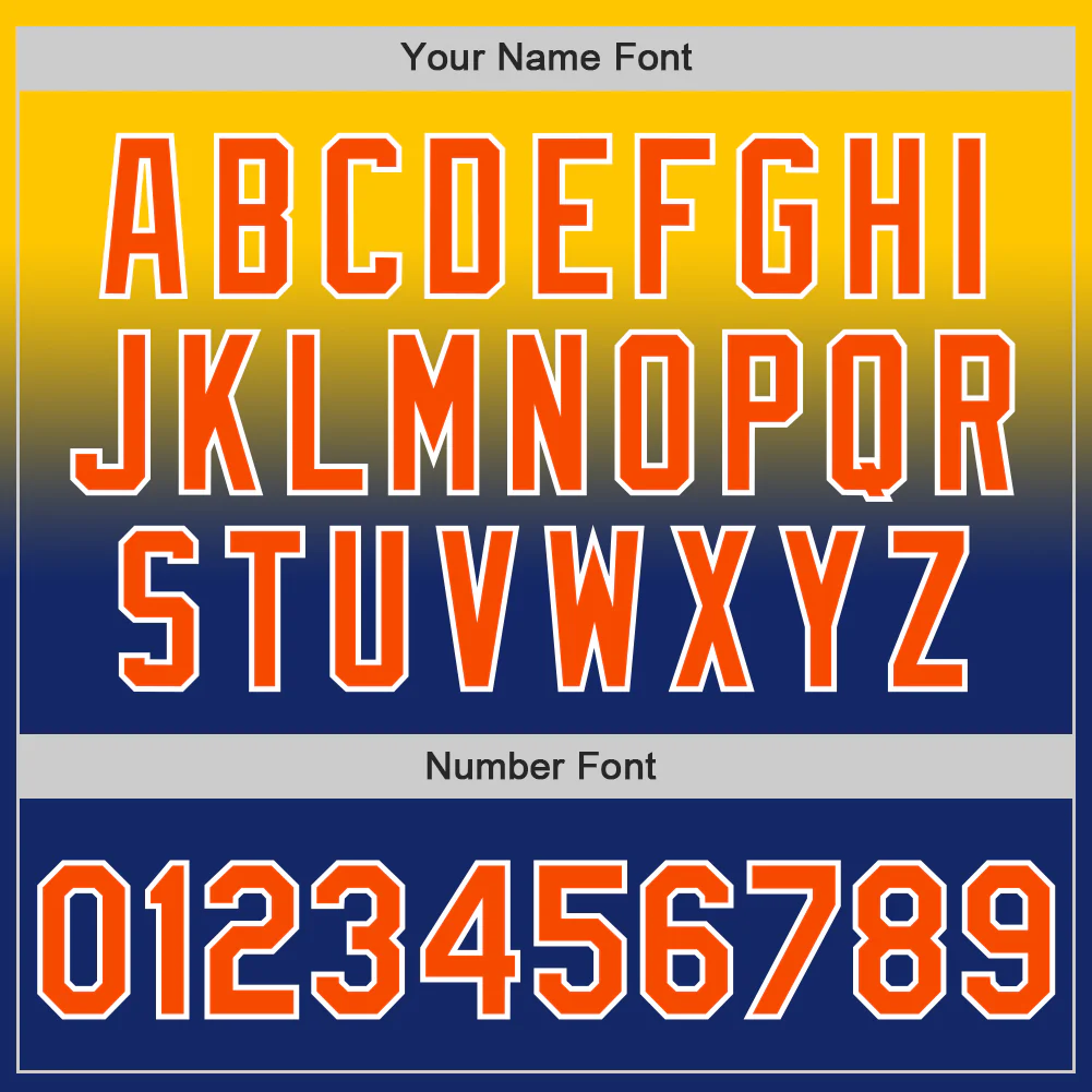 Custom Yellow Orange Royal-White Authentic Fade Fashion Baseball Jersey - Image 5