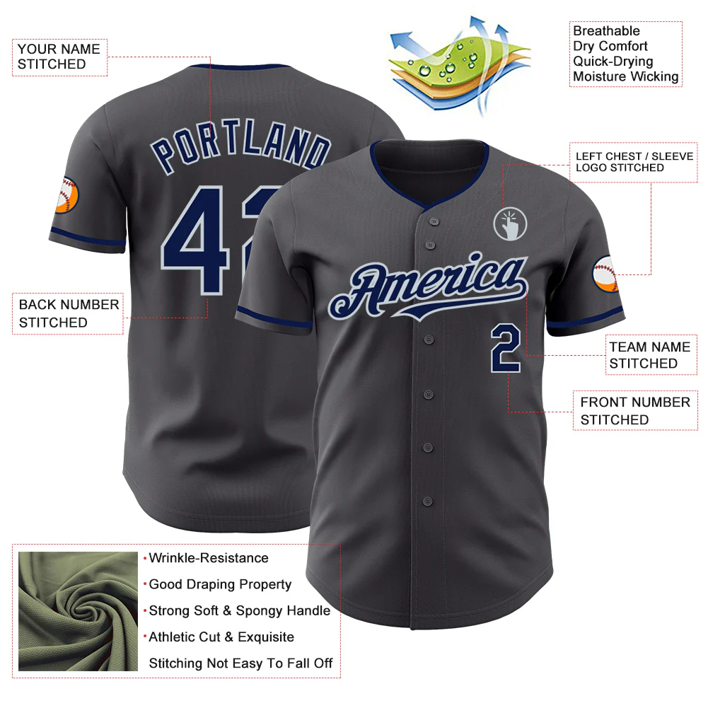Custom Steel Gray Silver Authentic Baseball Jersey - Image 3