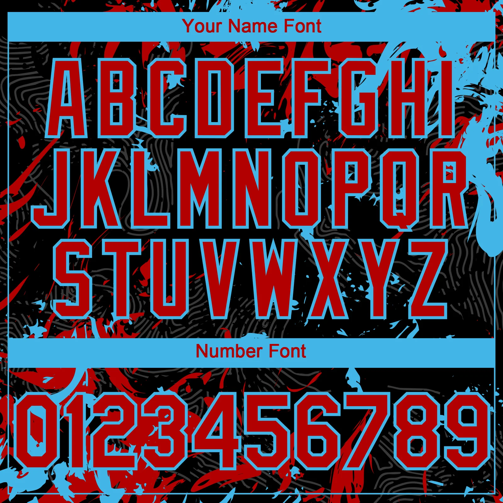 Custom Black Red-Sky Blue Splash Authentic Baseball Jersey - Image 5