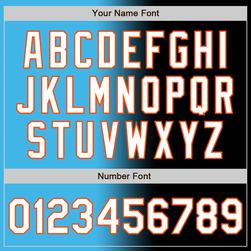 Custom Black White Sky Blue-Orange Authentic Gradient Fashion Baseball Jersey - Image 5
