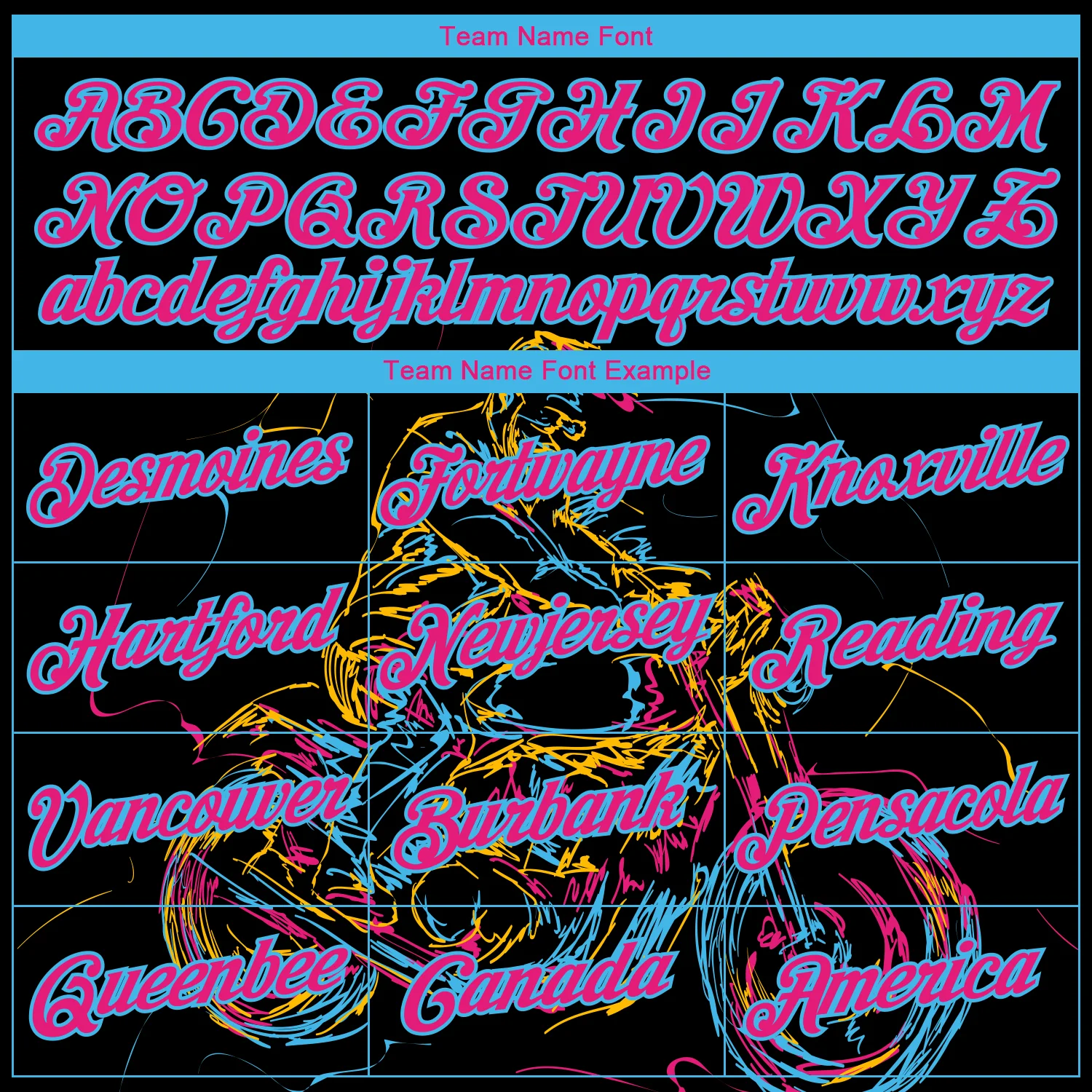 Custom Stitched Black Hot Pink-Sky Blue 3D Pattern Design Motorcycle Motocross Racing Sports Pullover Sweatshirt Hoodie - Image 3