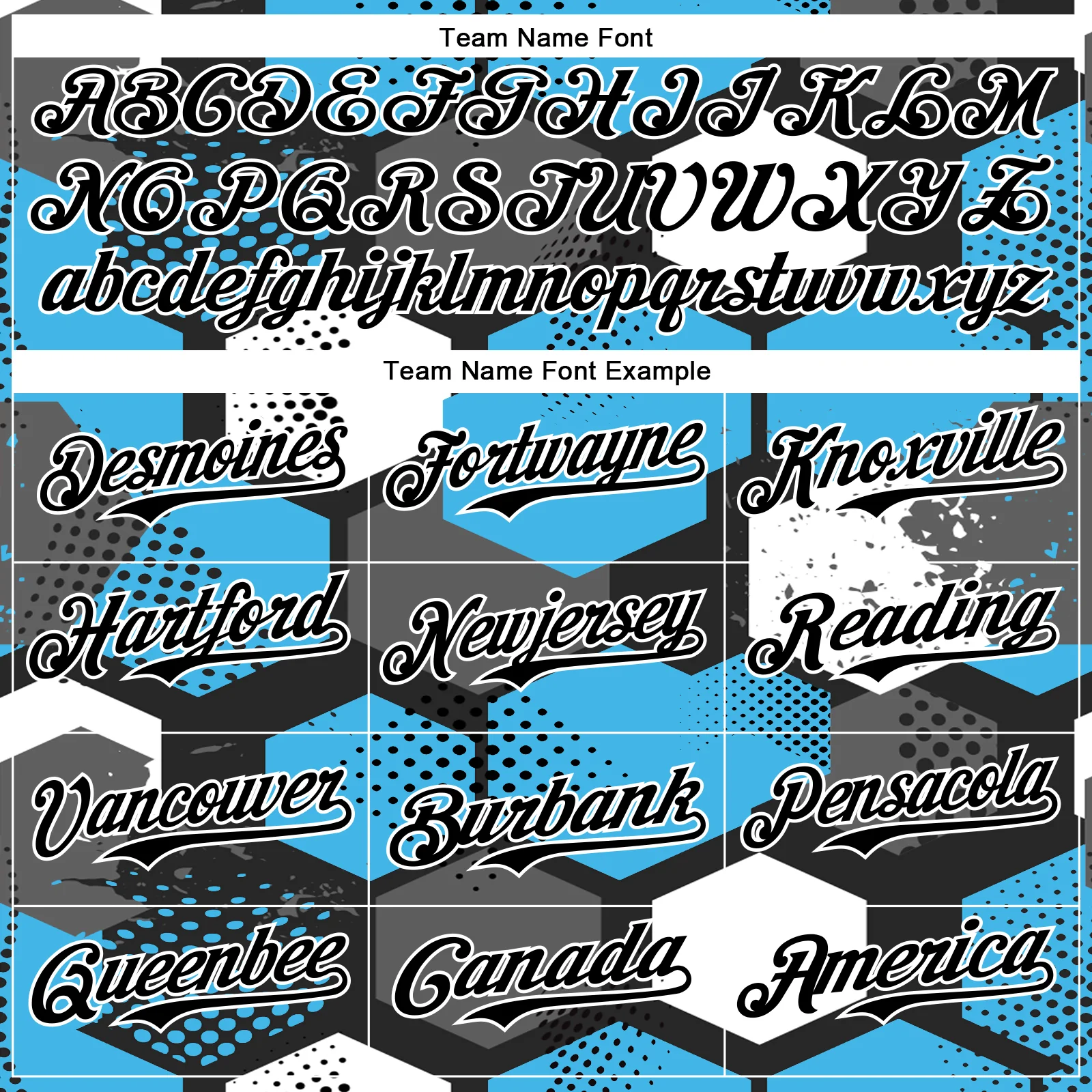 Custom Black Sky Blue-White Geometric Shape Bomber Full-Snap Varsity Letterman Hoodie Jacket - Image 5