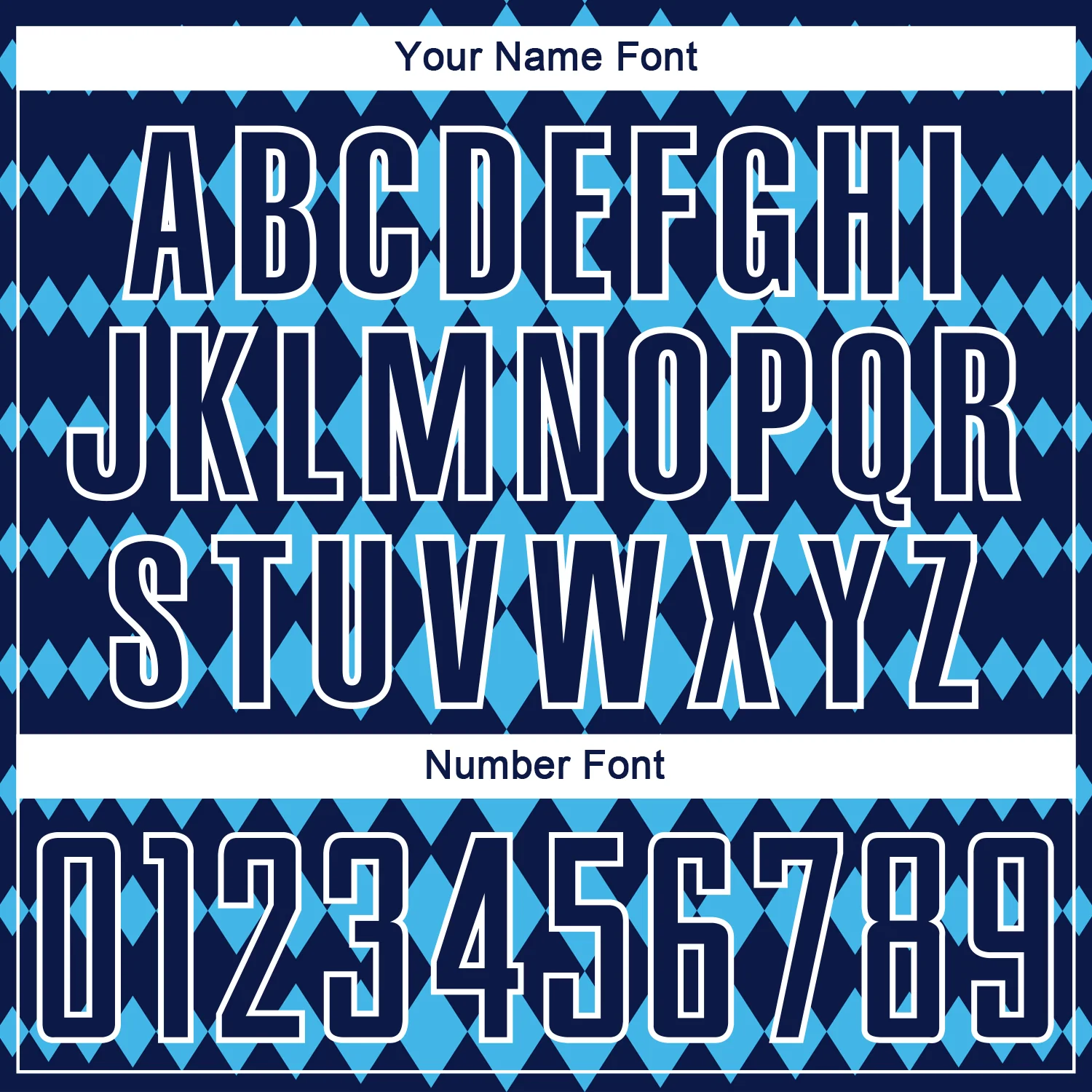 Custom Navy Sky Blue-White Diamond Harlequin Check Sports Sublimation Soccer Uniform Jersey - Image 6