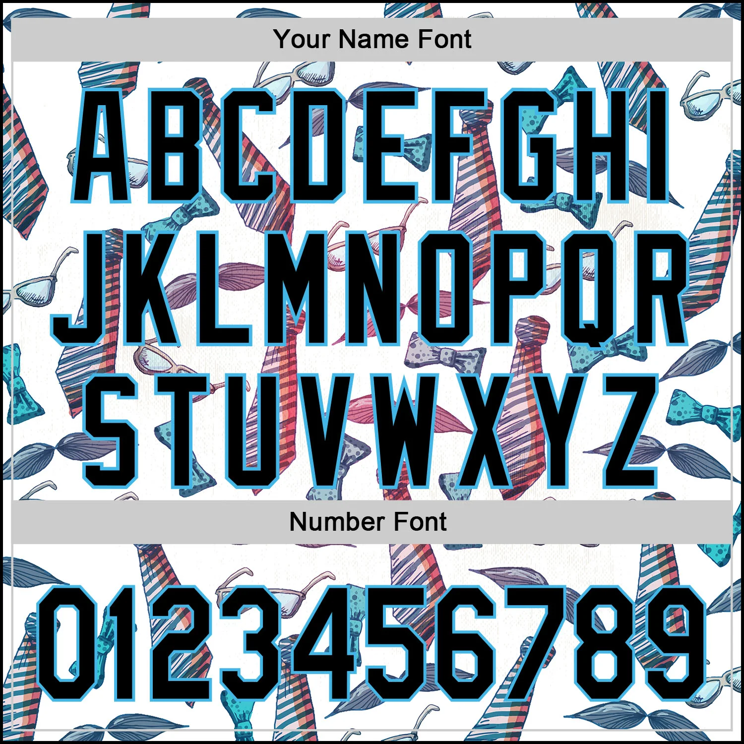 Custom White Black-Sky Blue 3D Pattern Design Father's Day Mustache And Tie Authentic Baseball Jersey - Image 5