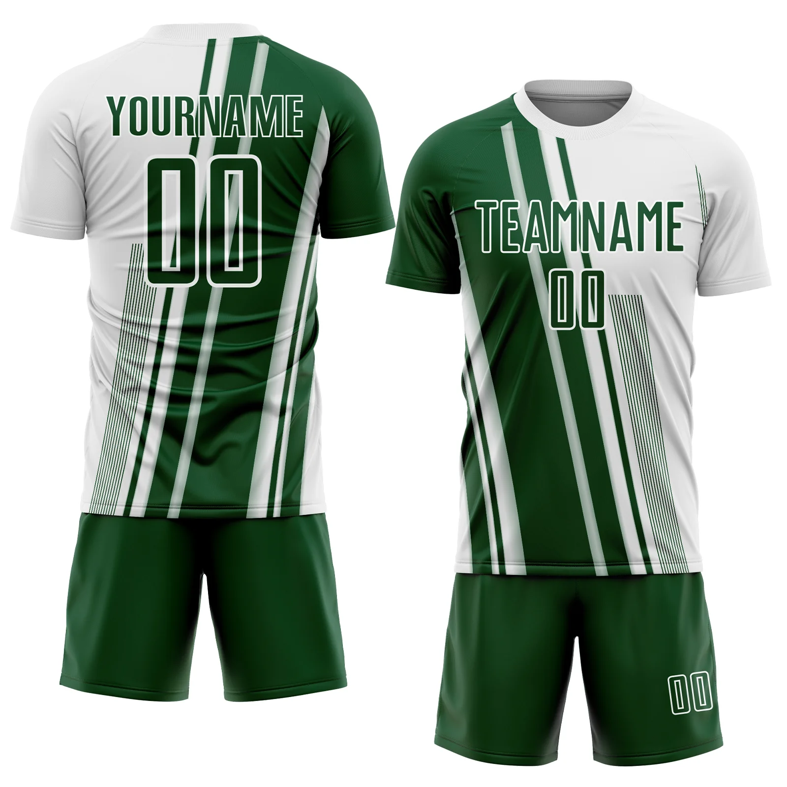 Custom White Green Lines Sports Sublimation Soccer Uniform Jersey - Image 2