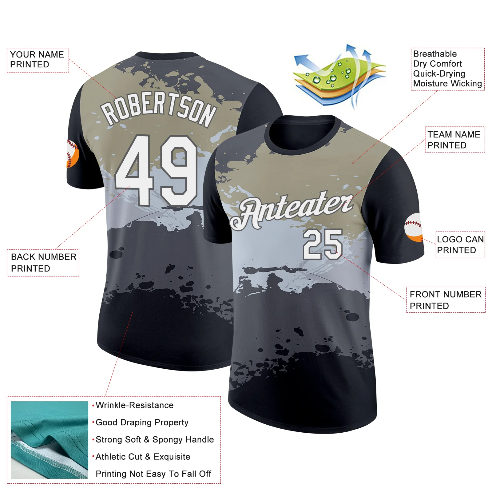 Custom Black Steel Gray-Silver 3D Esports Performance T-Shirt - Image 2