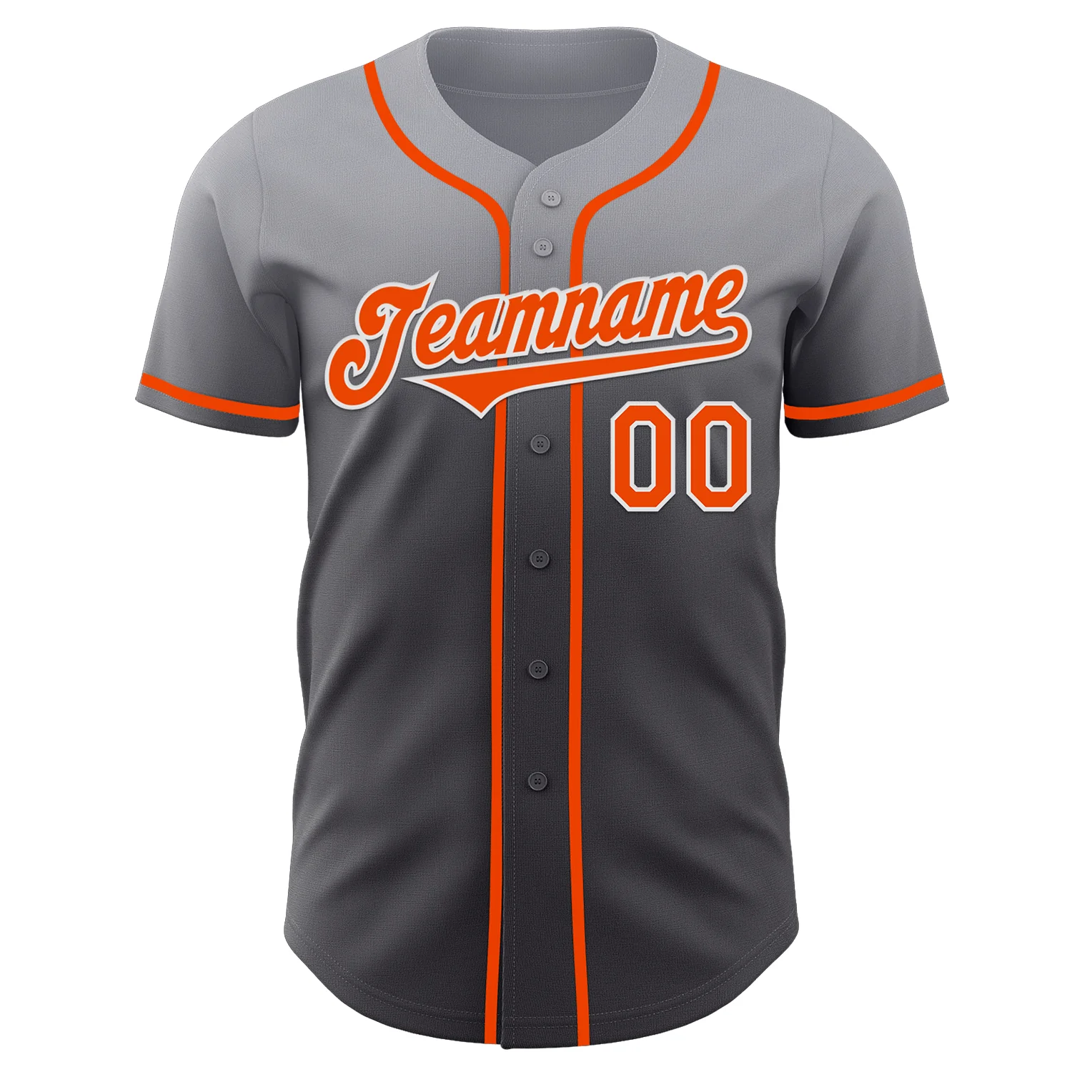 Custom Gray Orange Steel Gray-White Authentic Fade Fashion Baseball Jersey - Image 2
