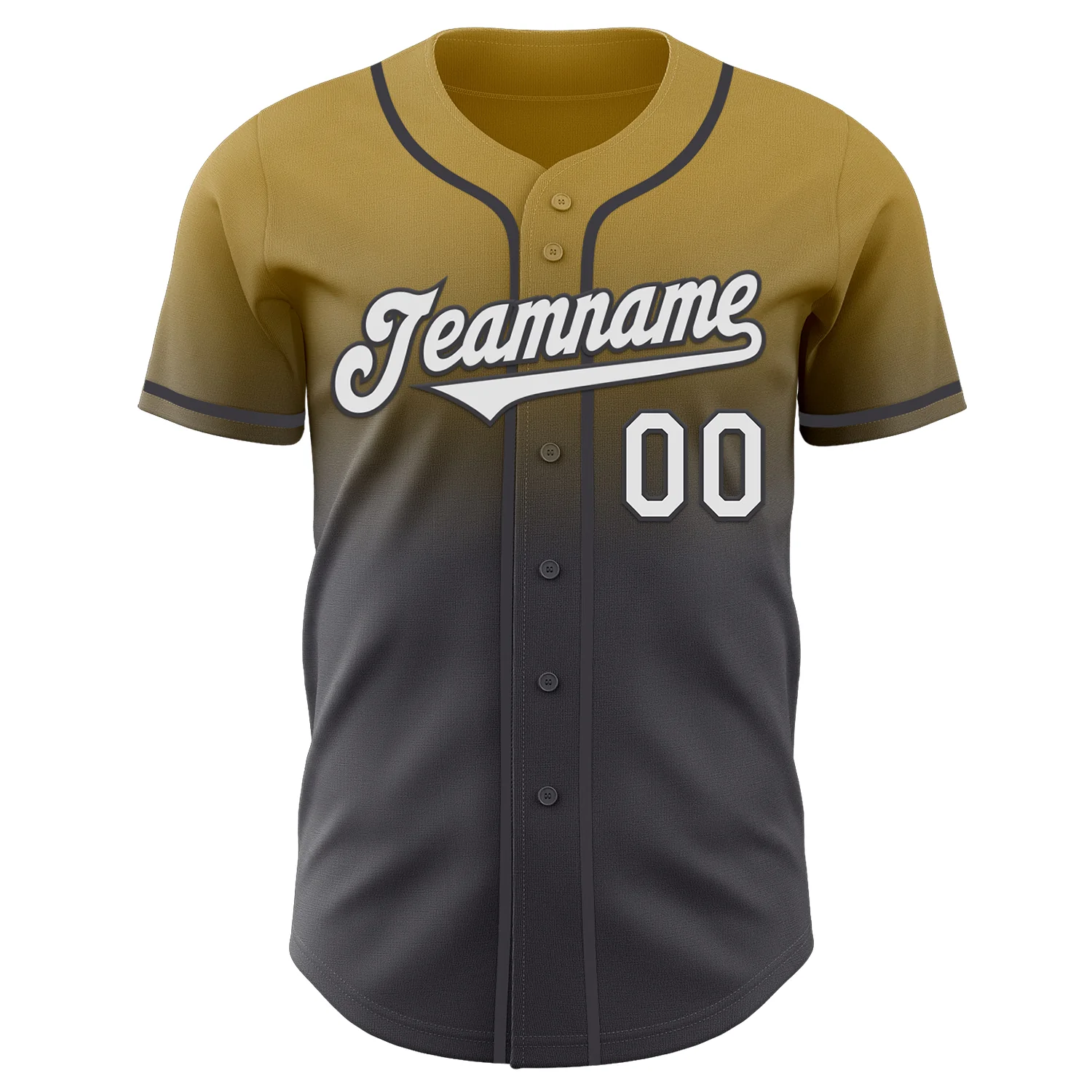 Custom Old Gold White-Steel Gray Authentic Fade Fashion Baseball Jersey - Image 2
