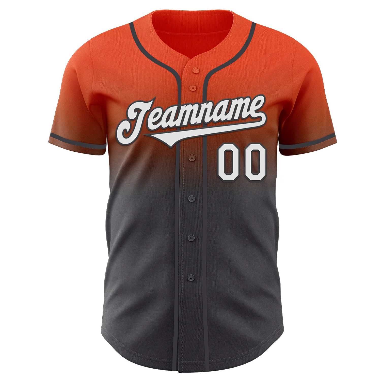 Custom Orange White-Steel Gray Authentic Fade Fashion Baseball Jersey - Image 2