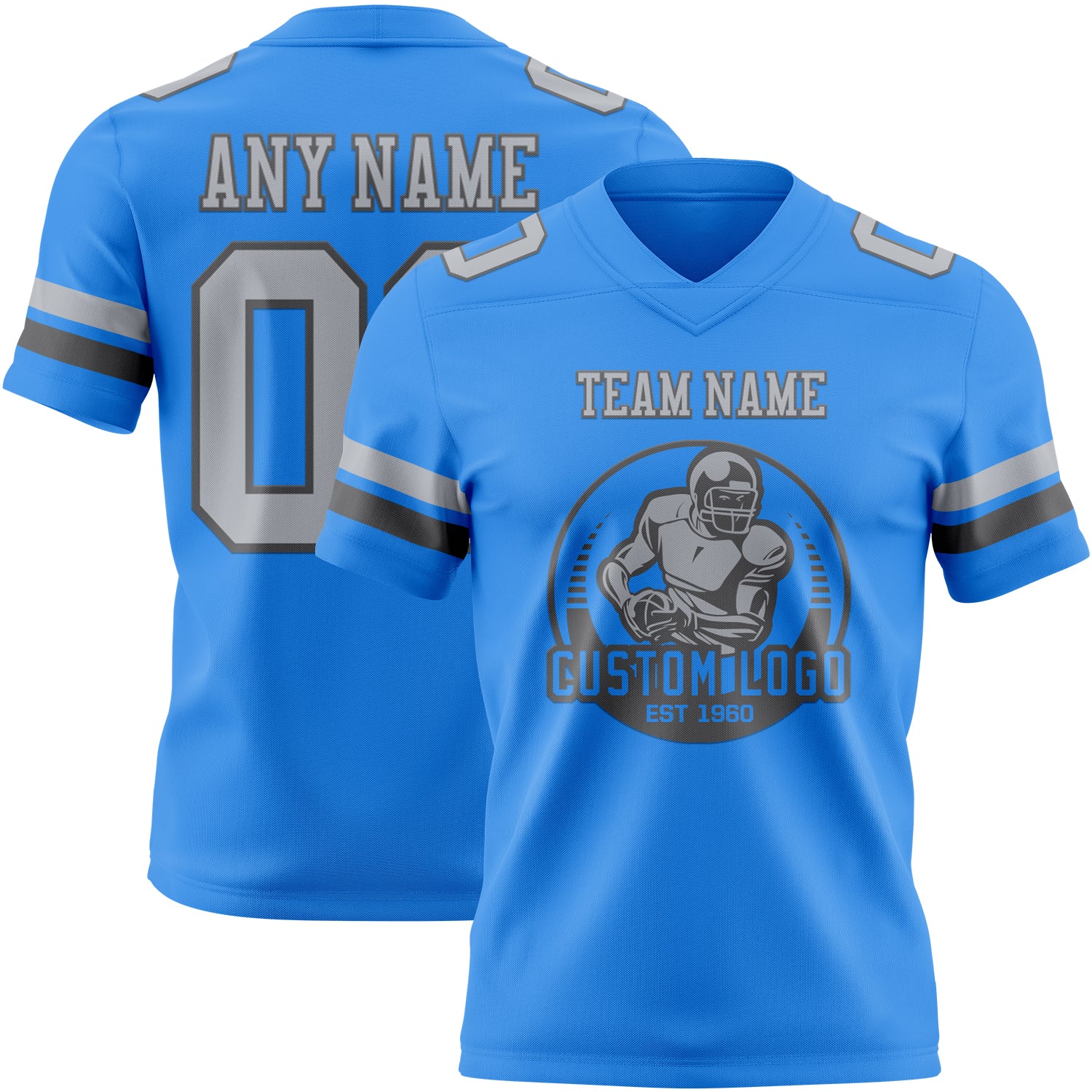 Custom Powder Blue Gray-Steel Gray Authentic Football Jersey - Image 2