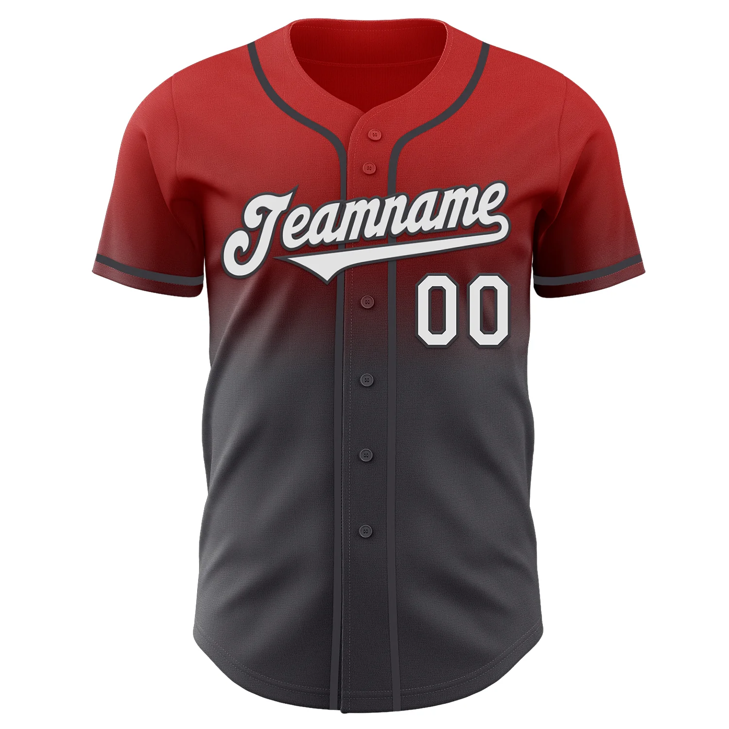 Custom Red White-Steel Gray Authentic Fade Fashion Baseball Jersey - Image 2