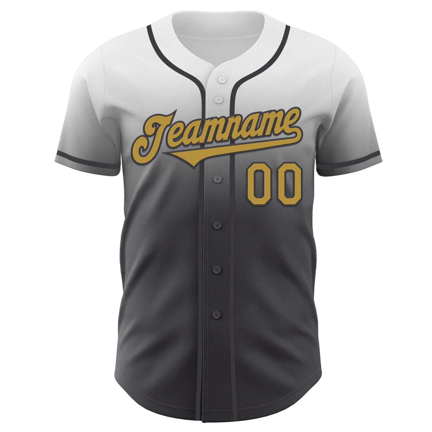 Custom White Old Gold-Steel Gray Authentic Fade Fashion Baseball Jersey - Image 2
