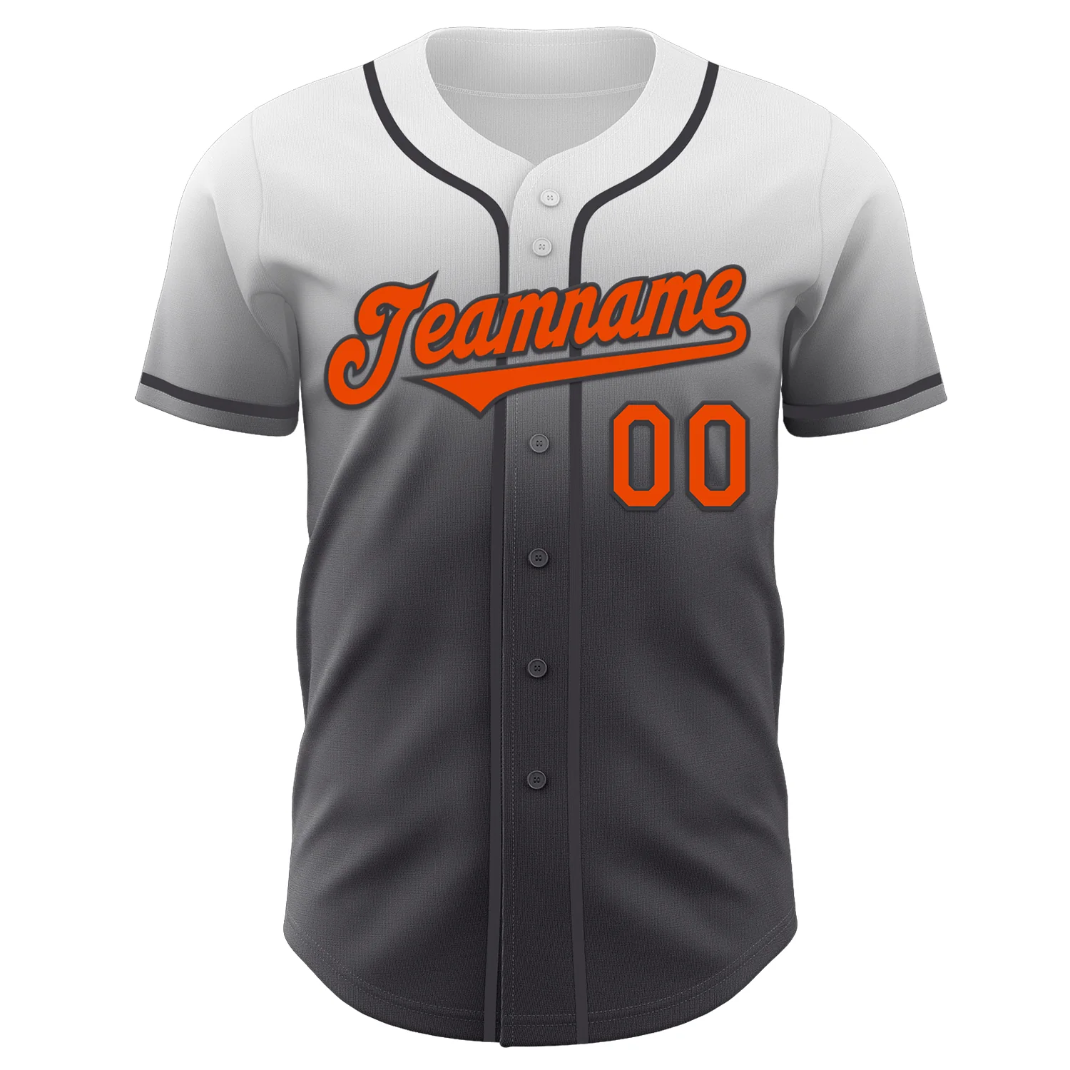 Custom White Orange-Steel Gray Authentic Fade Fashion Baseball Jersey - Image 2