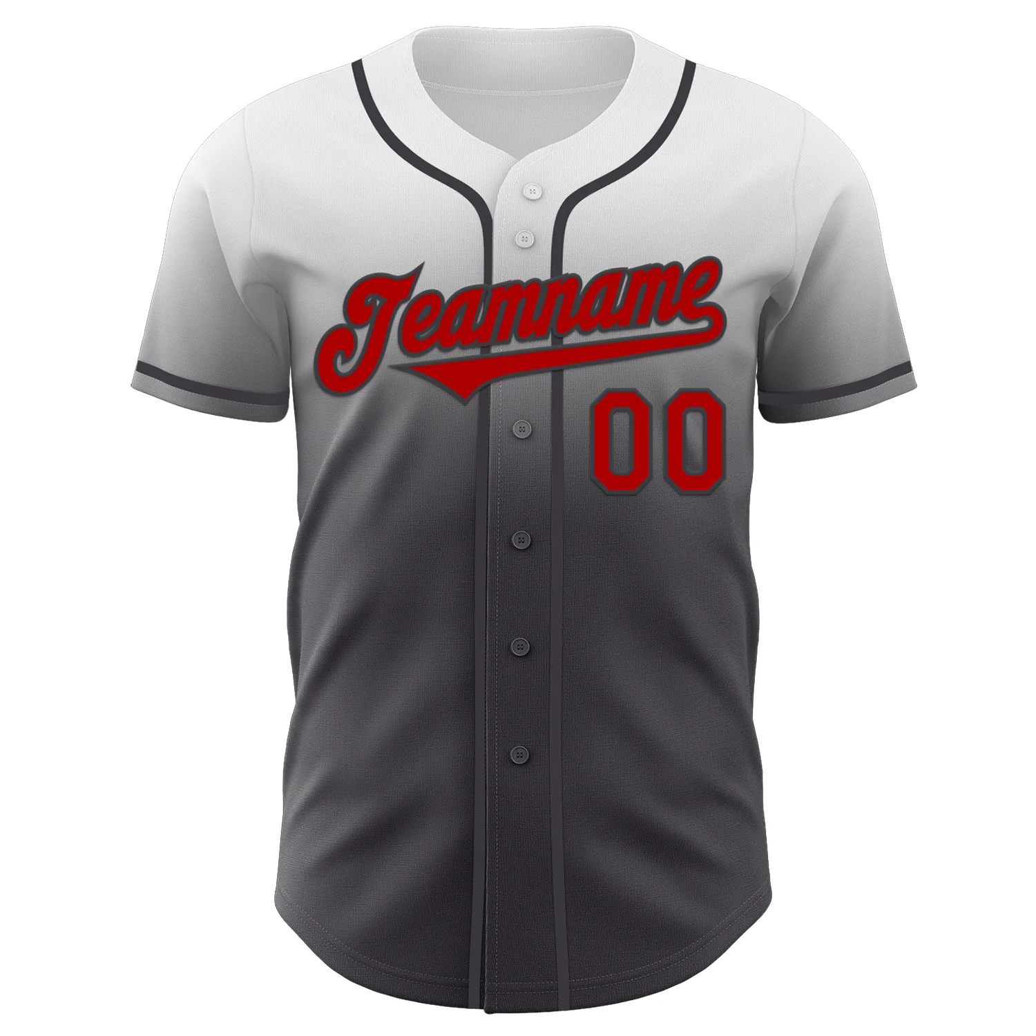 Custom White Red-Steel Gray Authentic Fade Fashion Baseball Jersey - Image 2