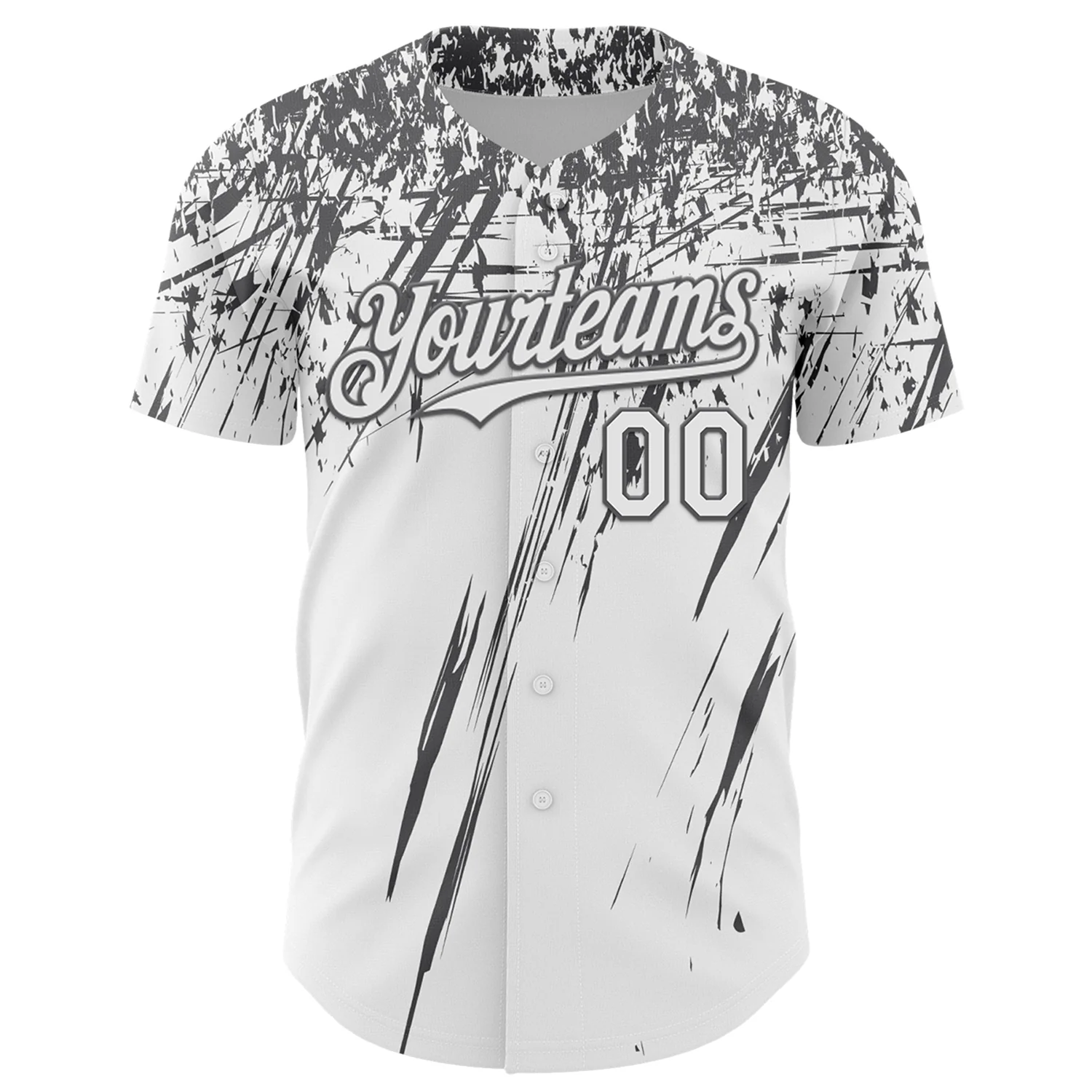Custom White Steel Gray Distressed Scratch Brush Stroke Authentic Baseball Jersey - Image 2