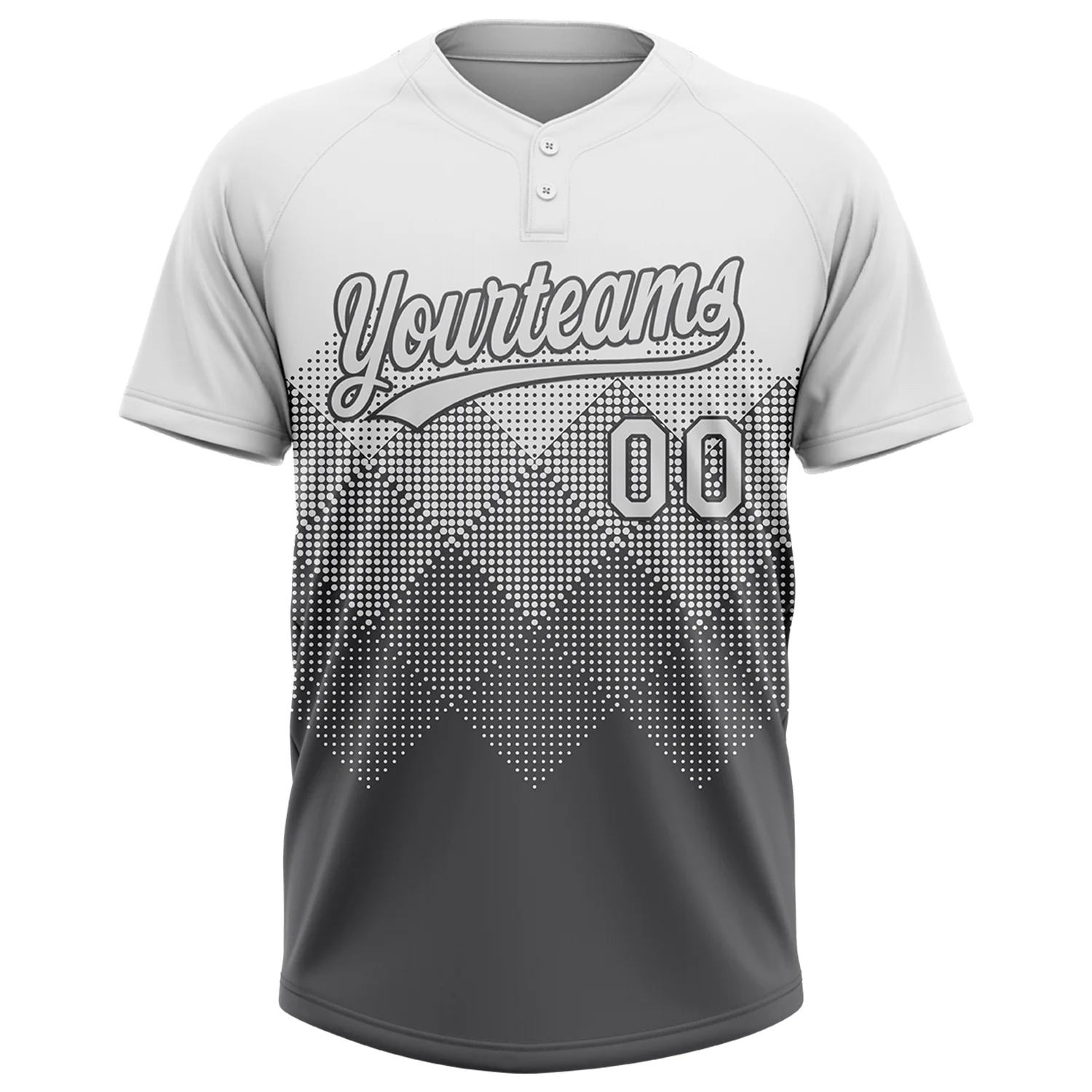 Custom White Steel Gray 3D Gradient Square Shape Two-Button Unisex Softball Jersey - Image 2