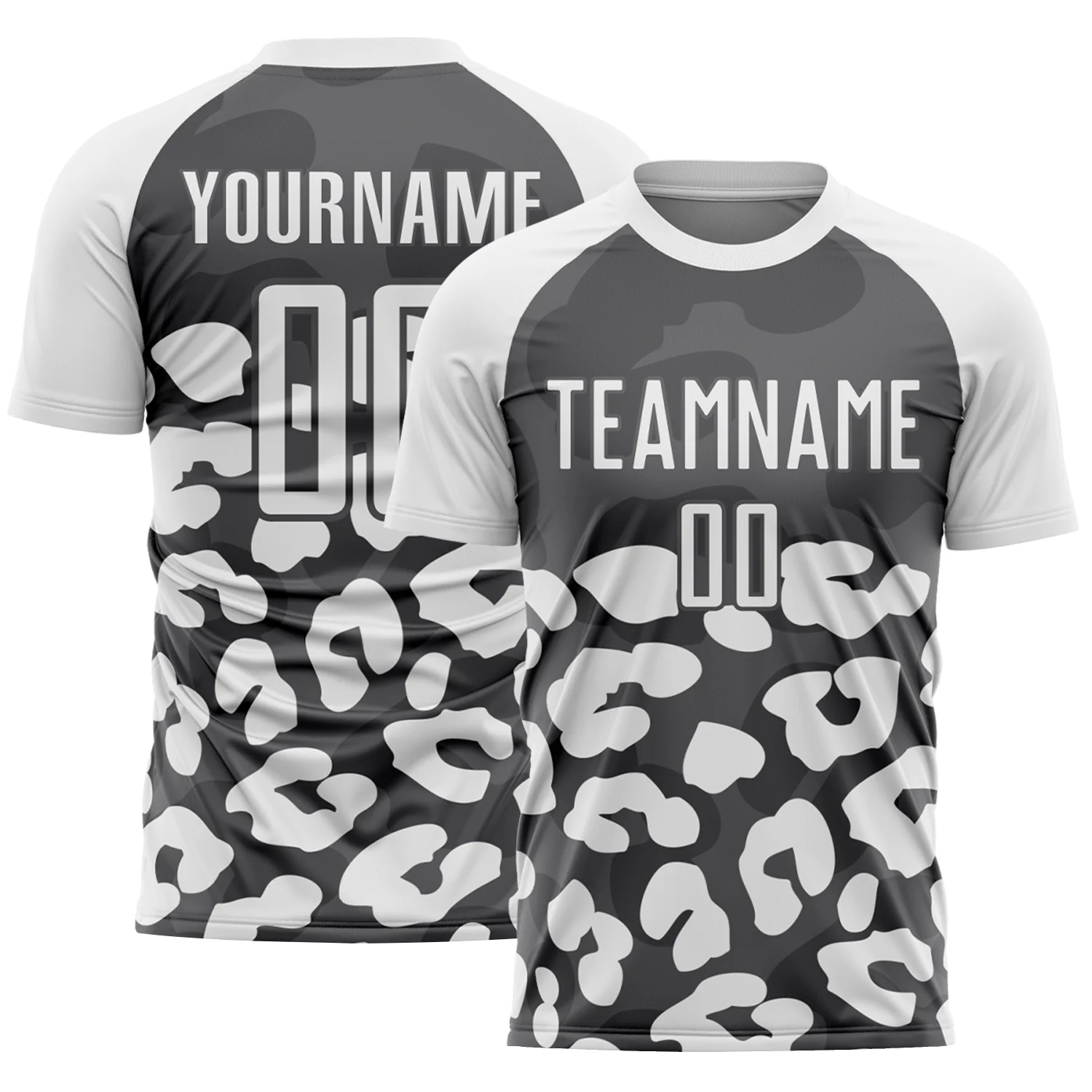 Custom White Steel Gray Animal Leopard Print Sports Sublimation Soccer Uniform Jersey