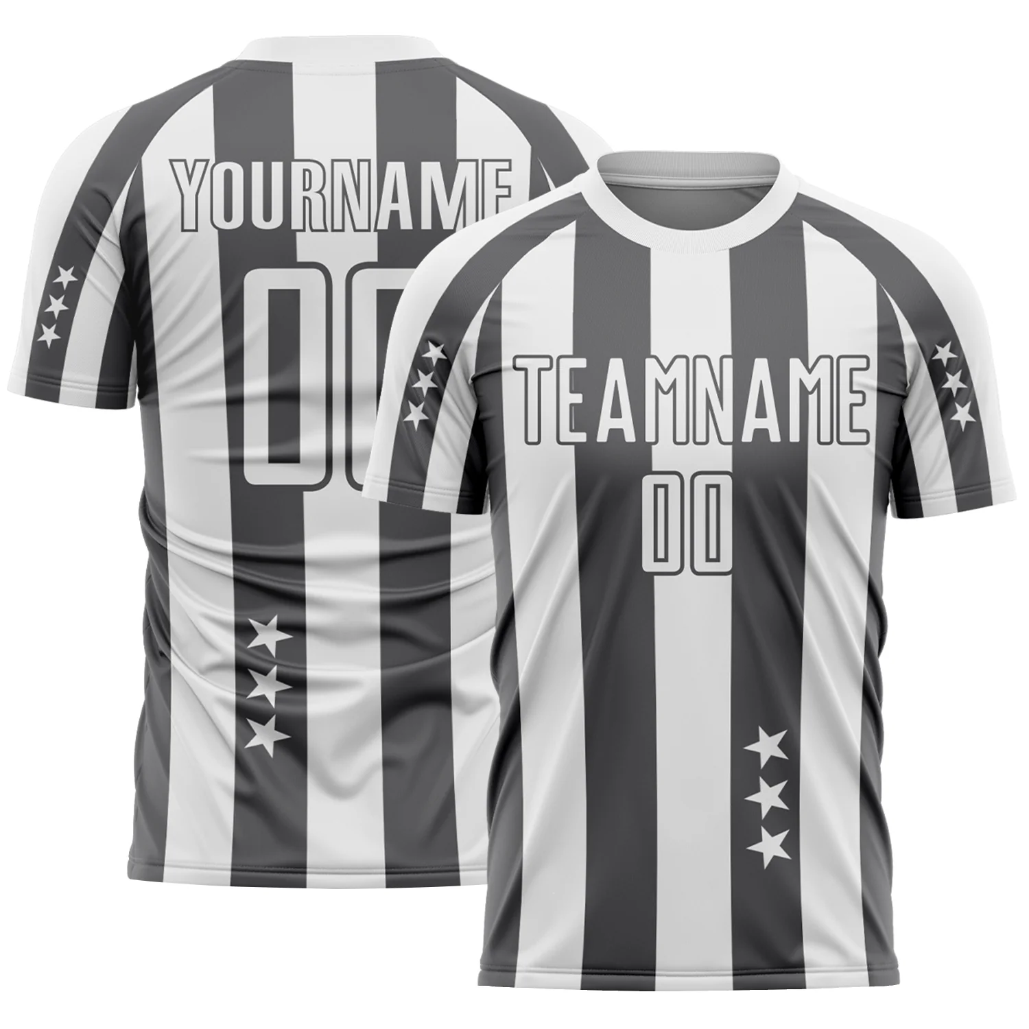 Custom White Steel Gray Stars And Stripes Sports Sublimation Soccer Uniform Jersey