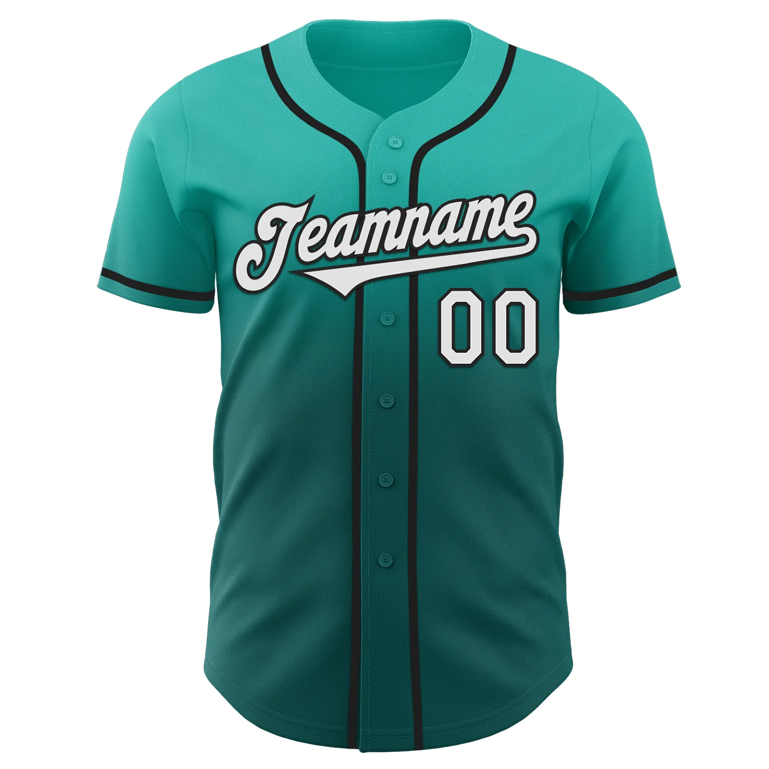 Custom Aqua White Teal-Black Authentic Fade Fashion Baseball Jersey - Image 2
