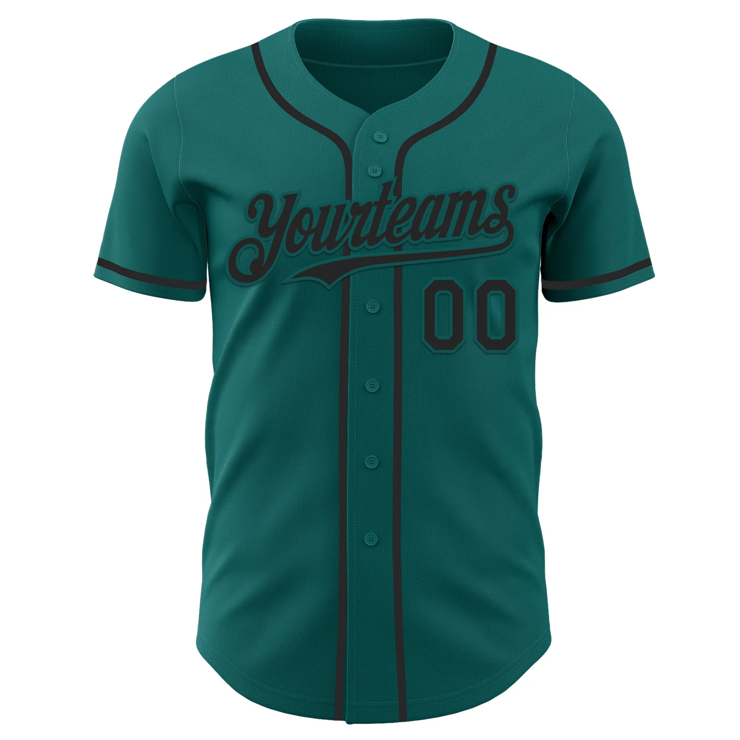 Custom Teal Black Authentic Baseball Jersey - Image 2
