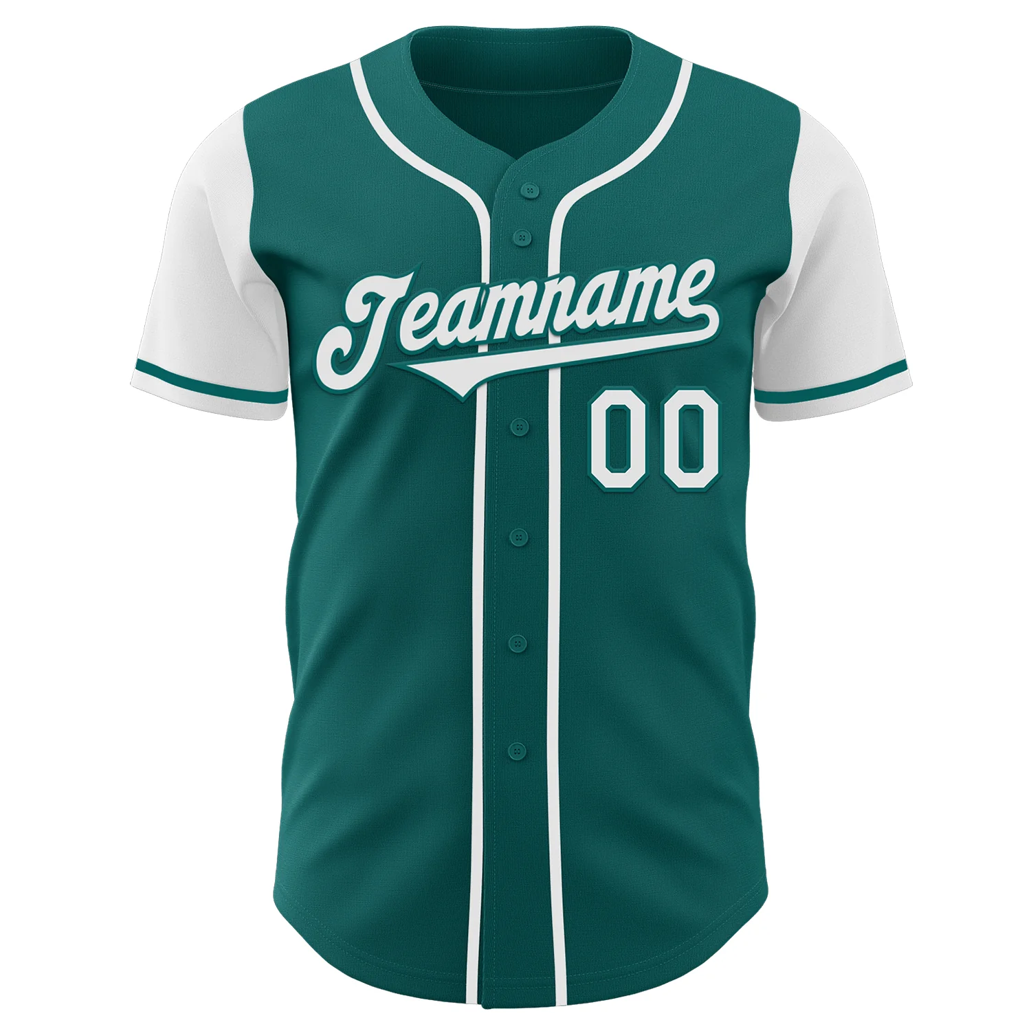 Custom Teal White Authentic Two Tone Baseball Jersey - Image 2