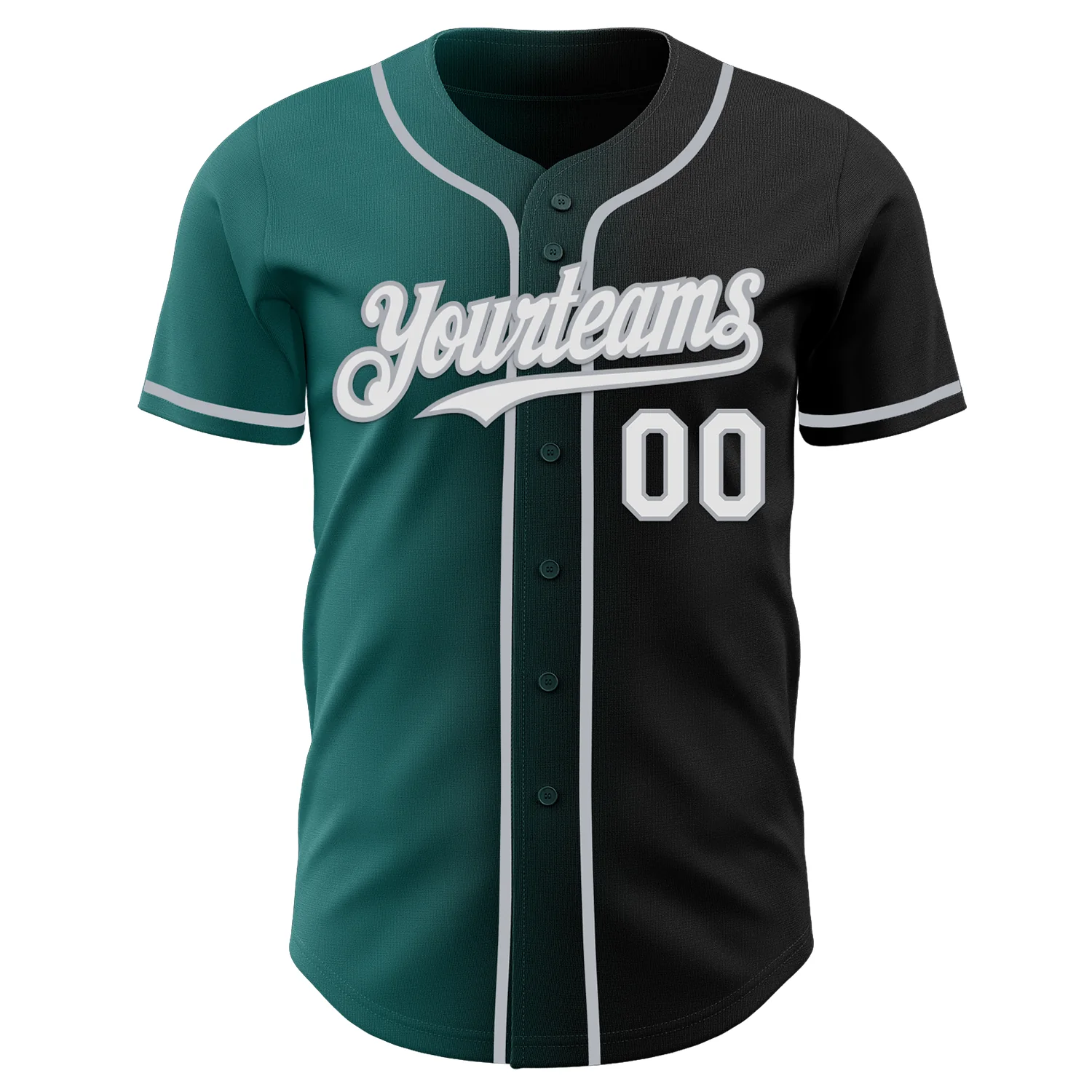 Custom Black White Teal-Gray Authentic Gradient Fashion Baseball Jersey - Image 2