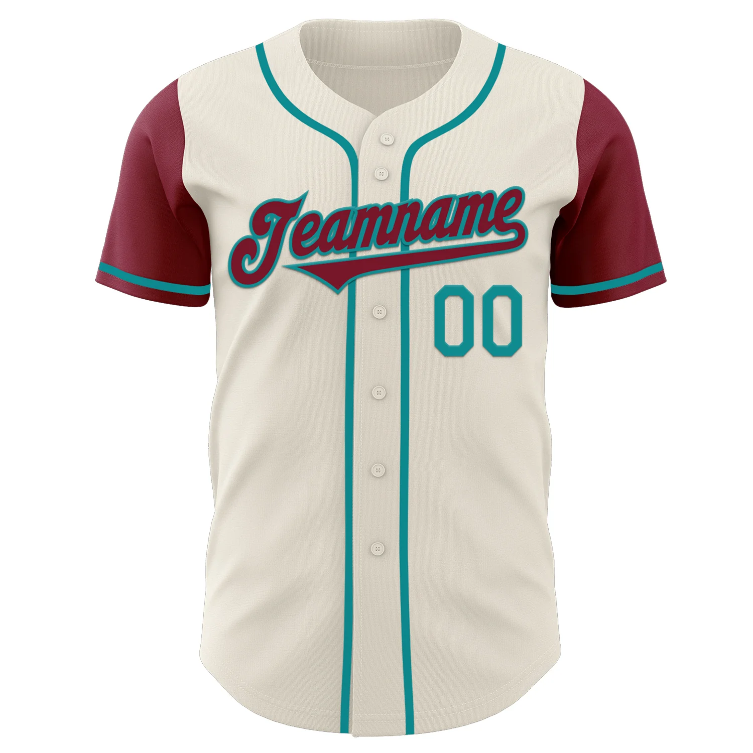Custom Cream Crimson-Teal Authentic Two Tone Baseball Jersey - Image 2