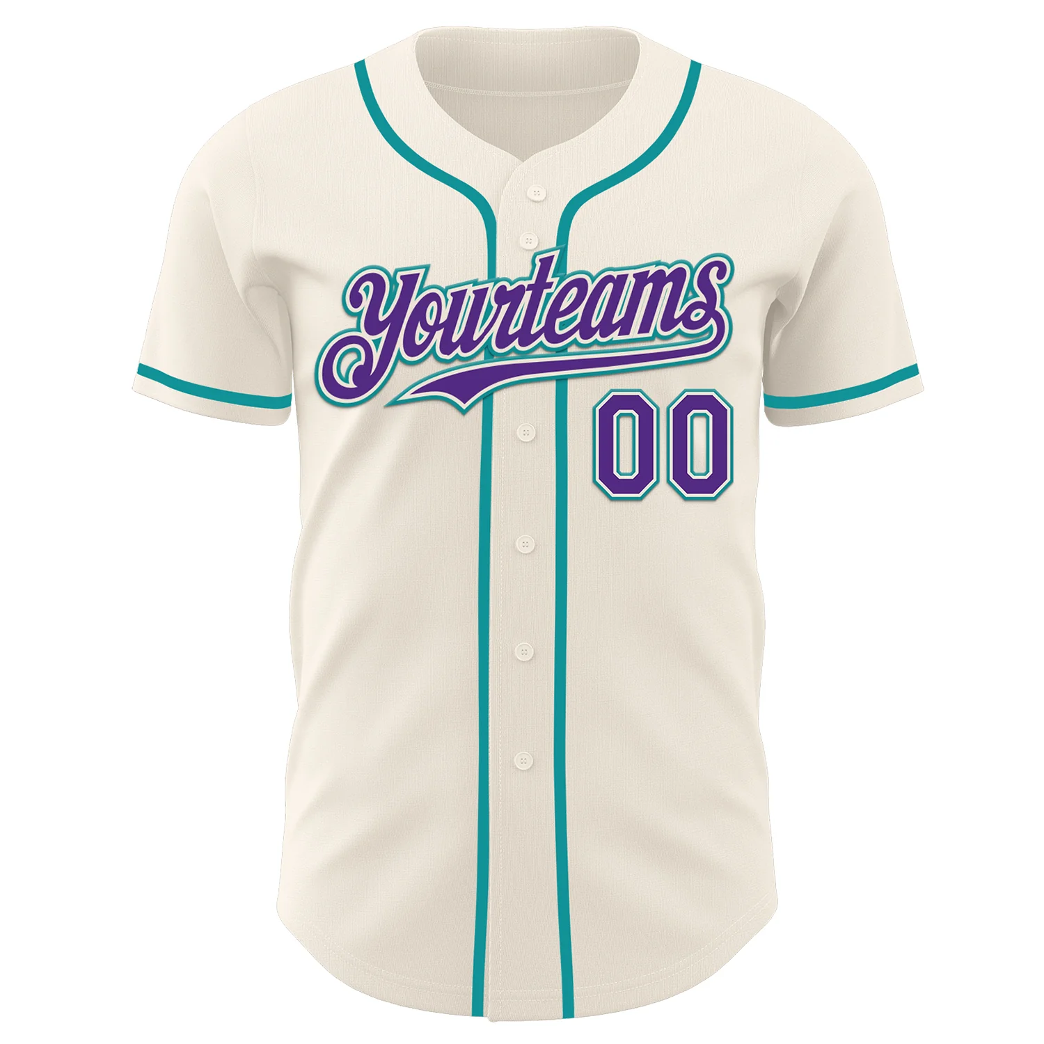 Custom Cream Purple-Teal Authentic Baseball Jersey - Image 2