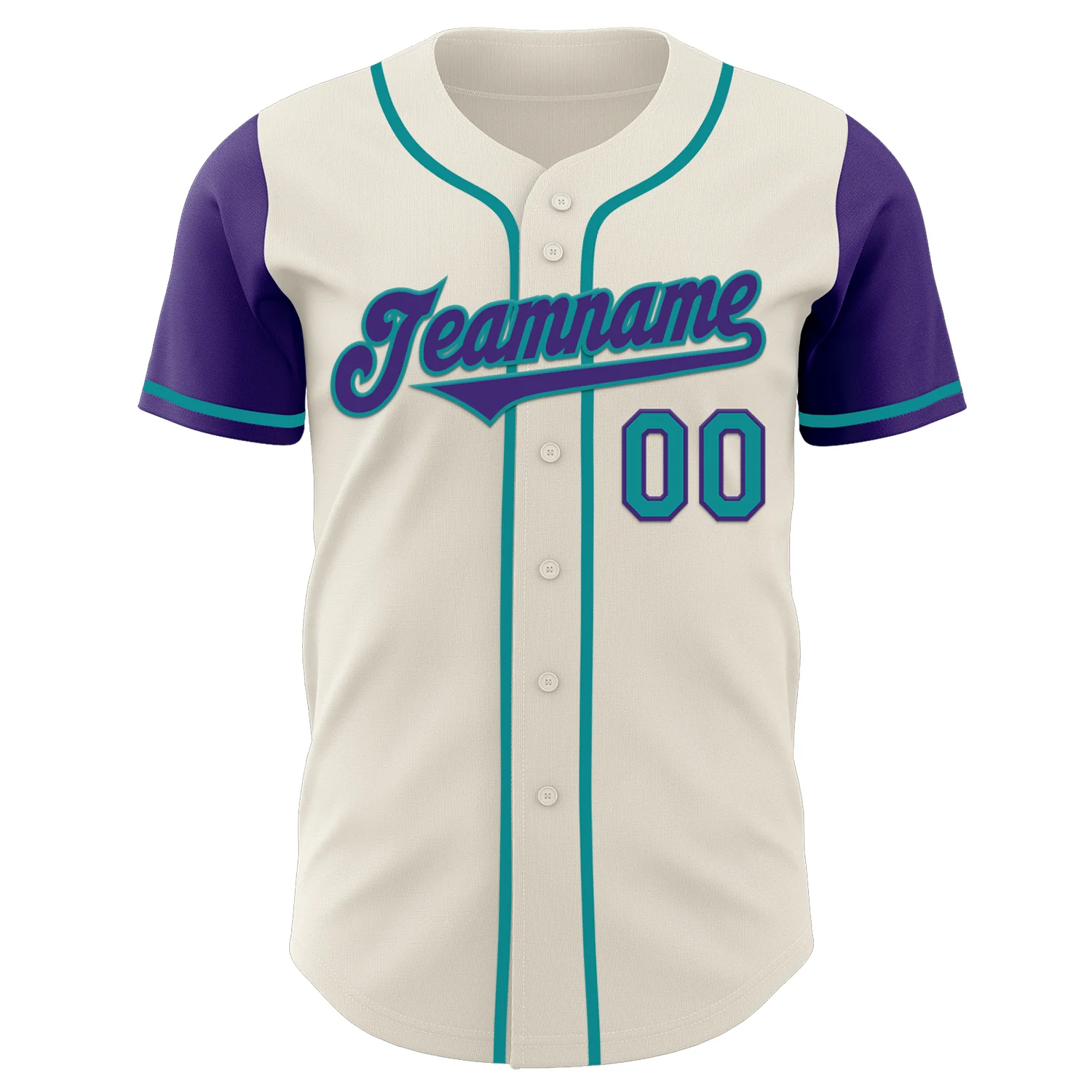 Custom Cream Purple-Teal Authentic Two Tone Baseball Jersey - Image 2