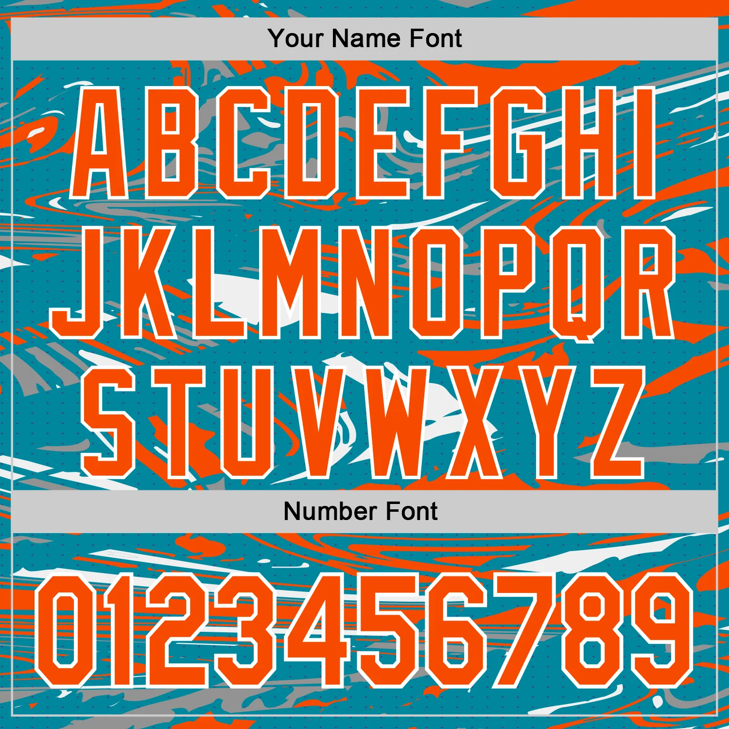 Custom Figure Orange Teal-White Fluid Pattern Bomber Full-Snap Varsity Letterman Hoodie Jacket - Image 6