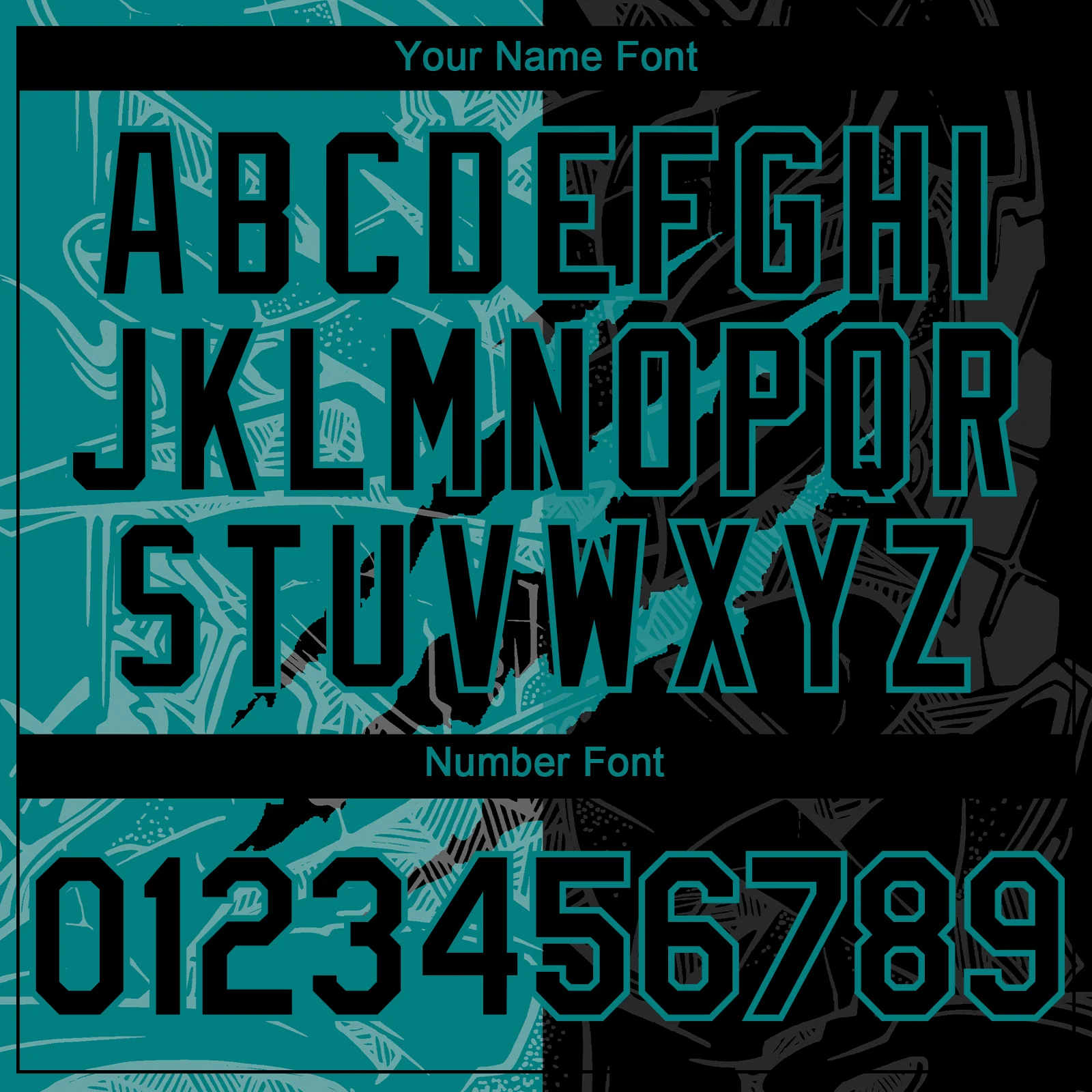 Custom Graffiti Pattern Black-Teal 3D Scratch Authentic Baseball Jersey - Image 5