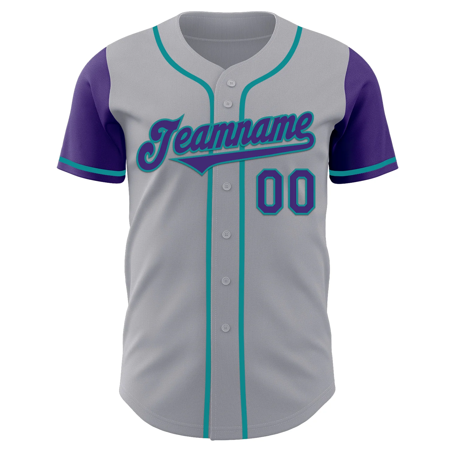 Custom Gray Purple-Teal Authentic Two Tone Baseball Jersey - Image 2
