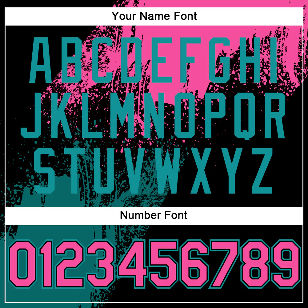Custom Black Pink-Teal Abstract Brush Stroke 3D Pattern Design Bomber Full-Snap Varsity Letterman Hoodie Jacket - Image 6