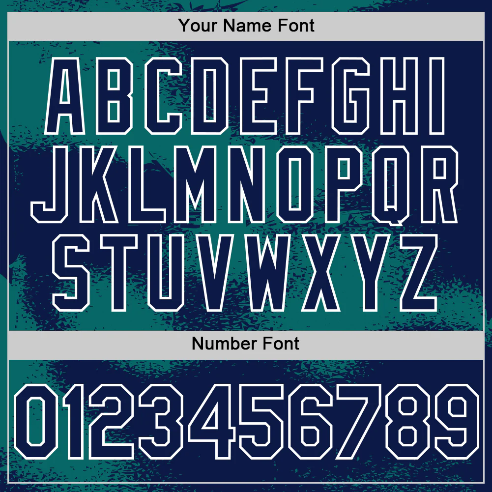 Custom Navy Teal-White Abstract Color Blocks Fragment Pattern Bomber Full-Snap Varsity Letterman Hoodie Jacket - Image 6